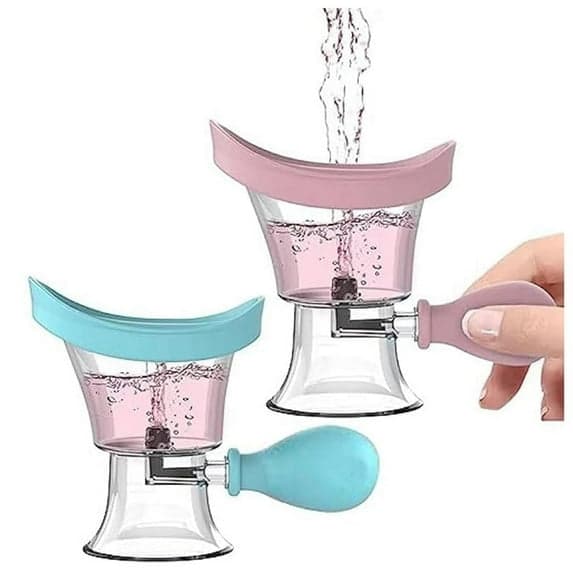 2 pcs Manual Air Pressure Eye Wash Cups, Effective Clean Silicone Squeeze