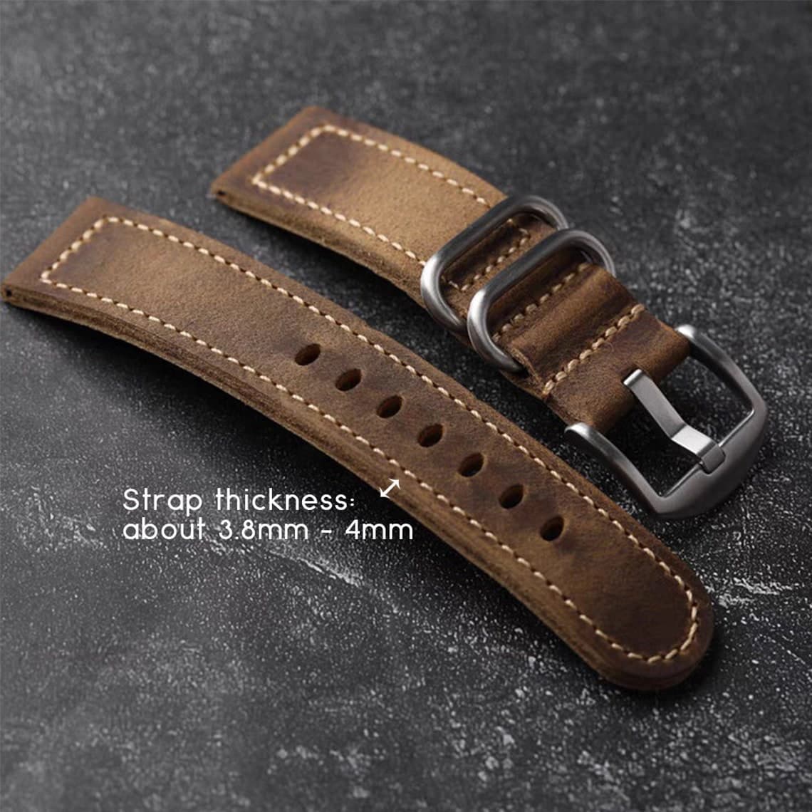 Watch Band Whiskey Brown with Black Details - M Size