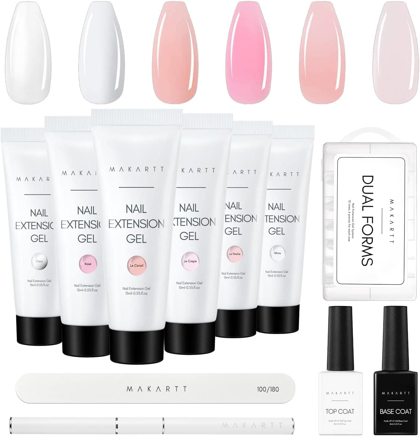 MAKARTT Polygel Nail Gel Extension 30ml 3PCS, Nude & Dark Gel Builder