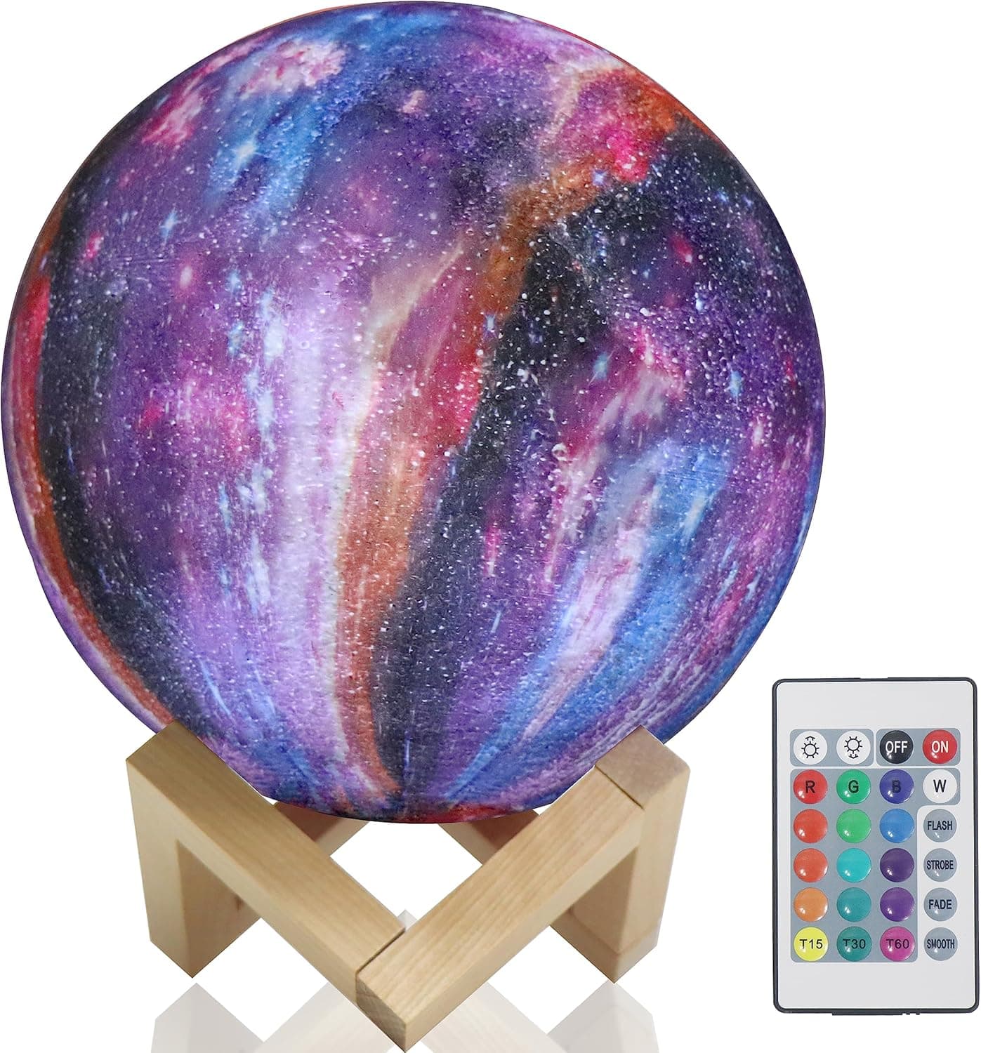Moon Lamp Night Light Galaxy Lamp LED, Wood Stand, Remote
