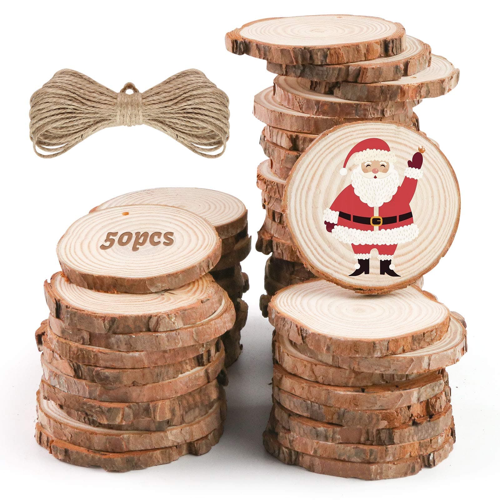 Unfinished Wood Slices – 115Pcs (3–3.5”) for DIY Crafts & Decor