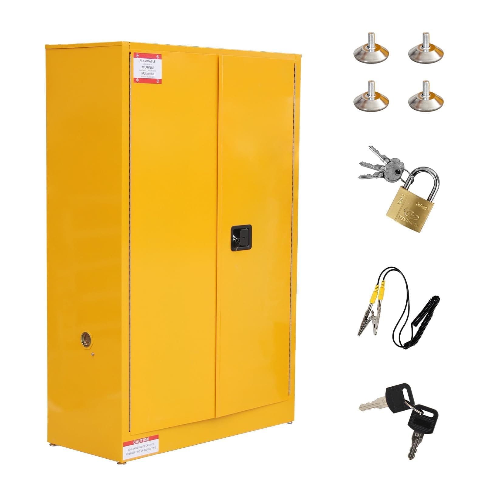 Flammable Safety Cabinet Adjustable Shelf Steel Yellow Storage Cabinet