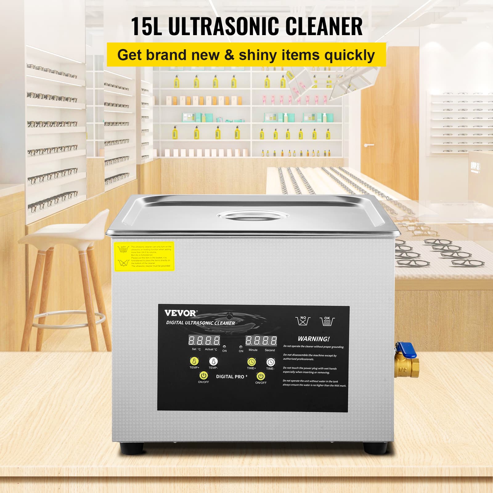 Ultrasonic 15L with Digital Timer Professional Ultrasonic Cleaning machine 40khz
