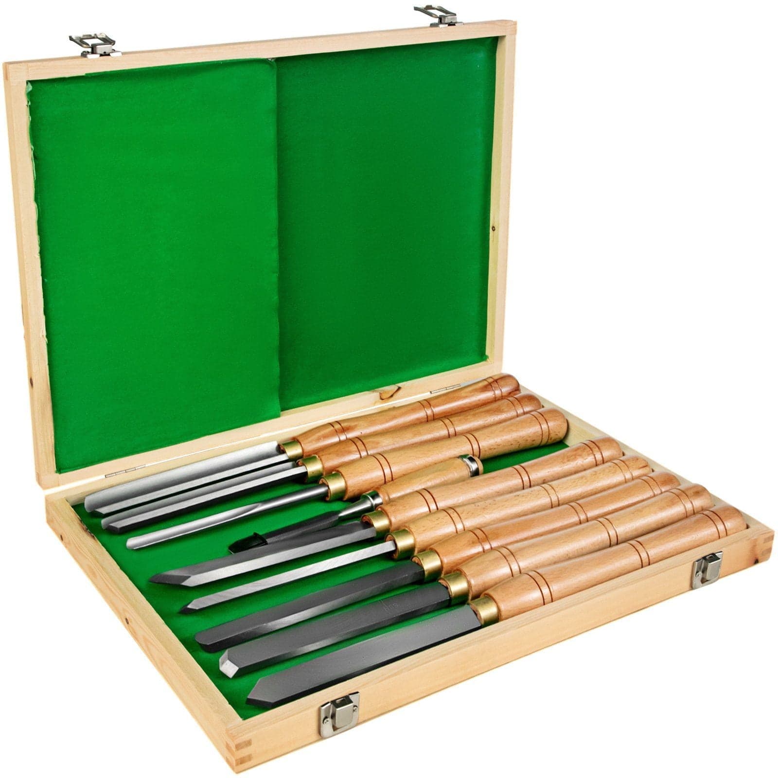 8 Piece Wood Lathe Chisel Set & Wooden Storage Case/bonus chisel