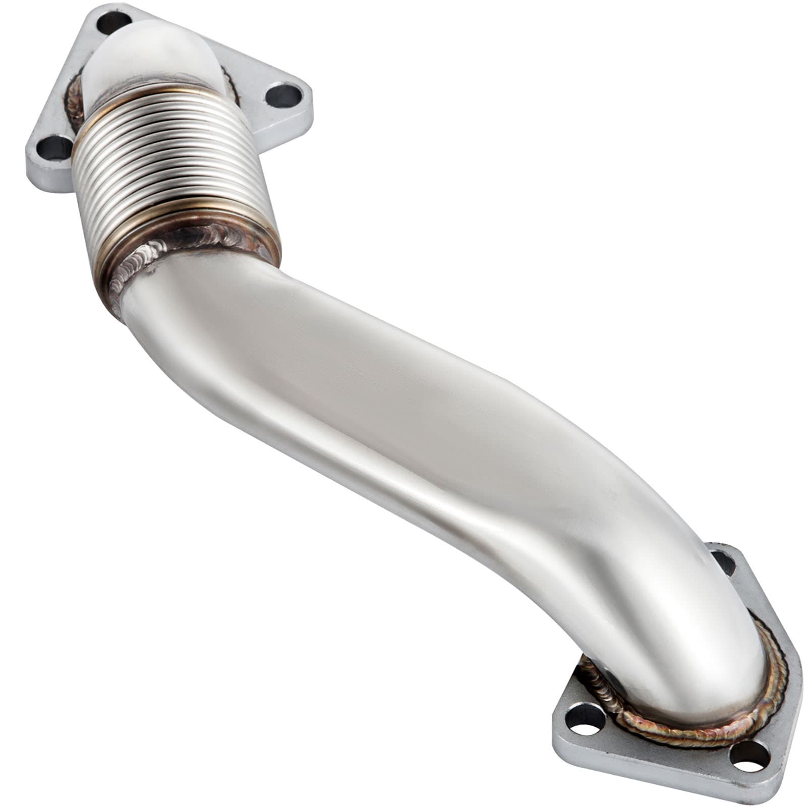 Header Bolt On Passenger Side up-Pipe with Gaskets Fits for 2001-2016 GM 6.6L