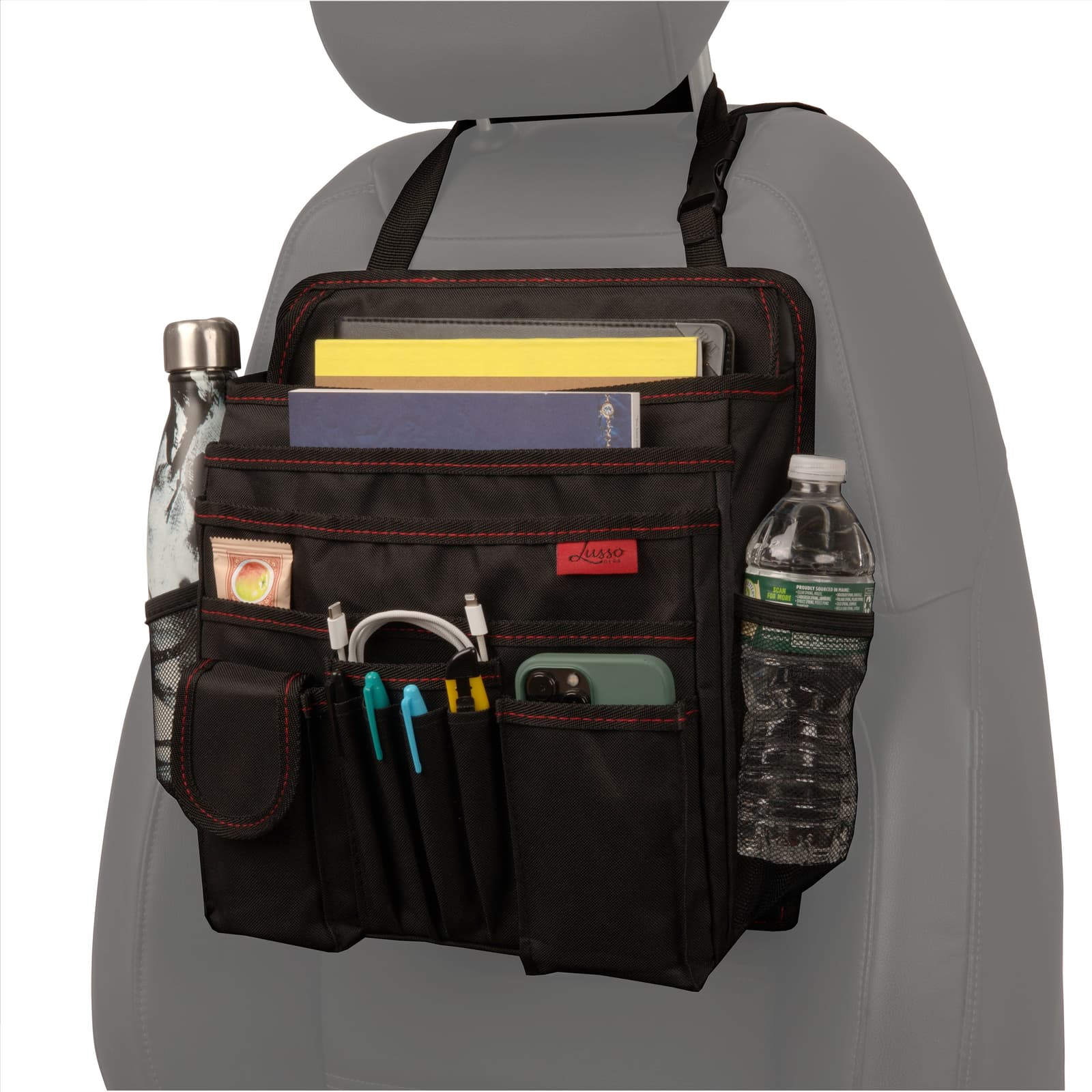 Lusso Gear Car Seat Organizer for Front or Backseat - Great for Adults & Kids, F
