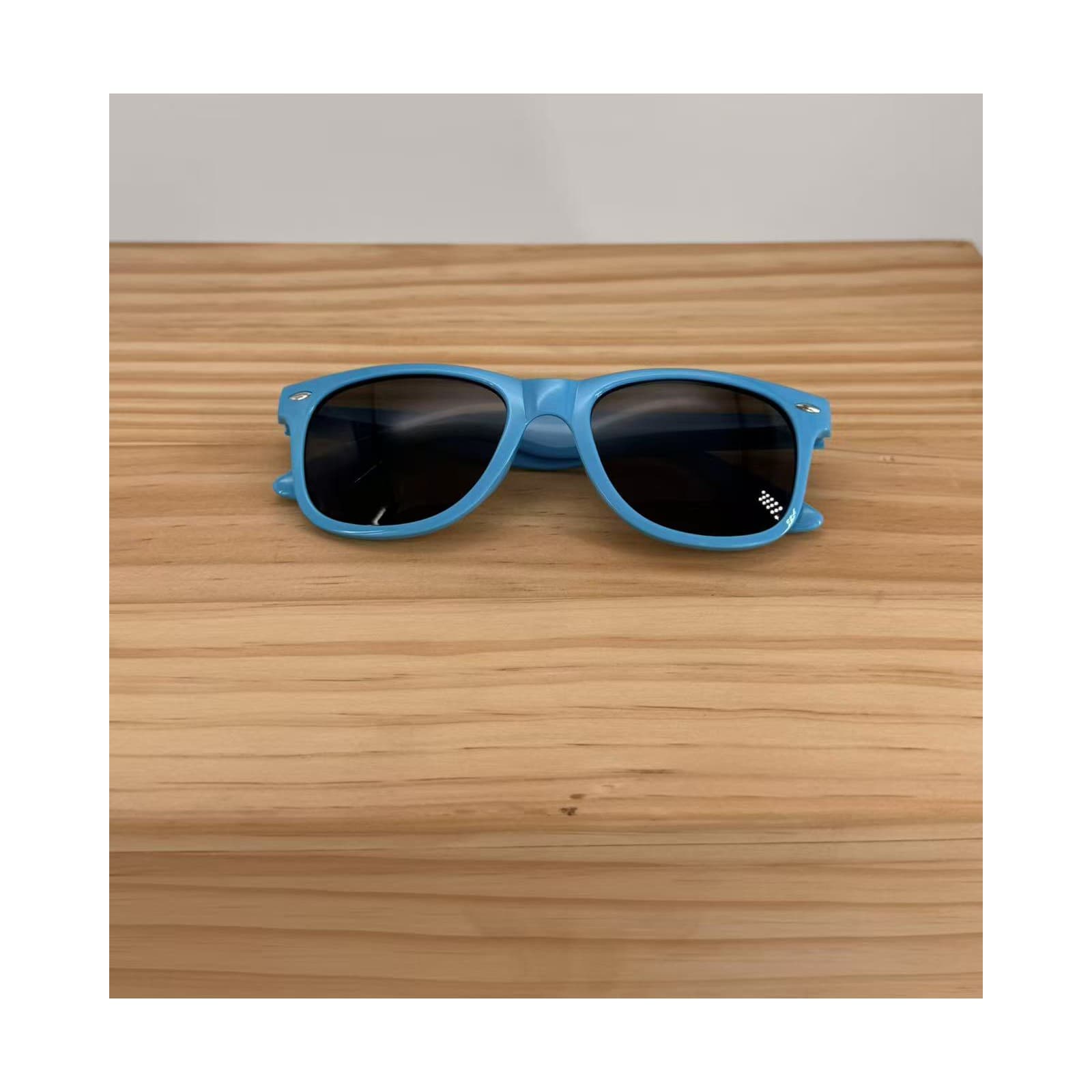 Classic Wayfarer-Style Sunglasses, Light Blue Frame with Smoke Tinted Lens, Adult Size