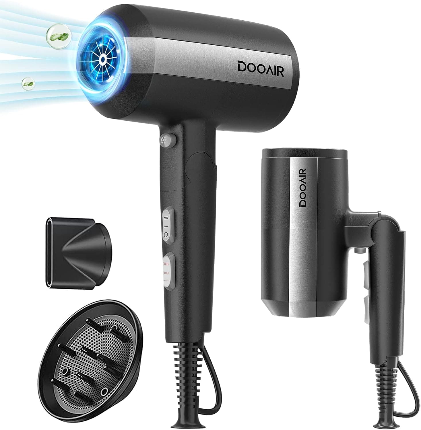 DOOAIR Hair Dryer with Magnetic Concentrator Nozzle, 2 Speeds, Cool Shot and Removable Filter, Rose Gold