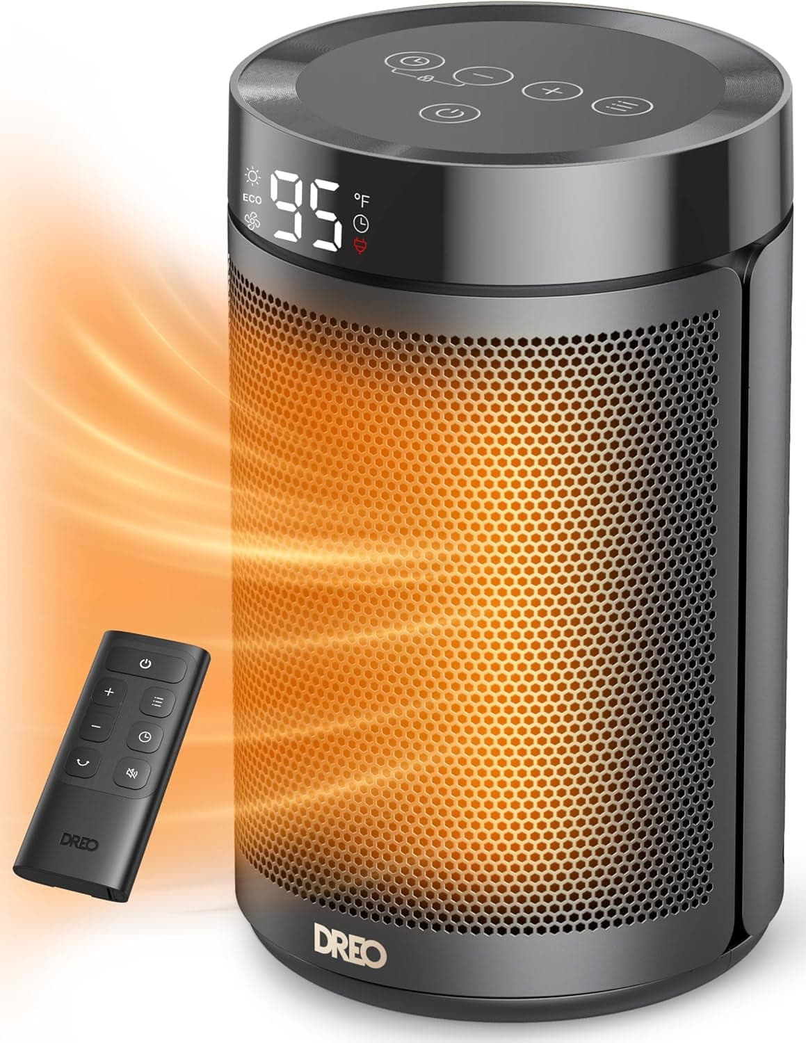 Dreo Solaris Slim H3 1500W Oscillating Ceramic Space Heater with Thermostat, 12-Hour Timer and Child Lock, Silver