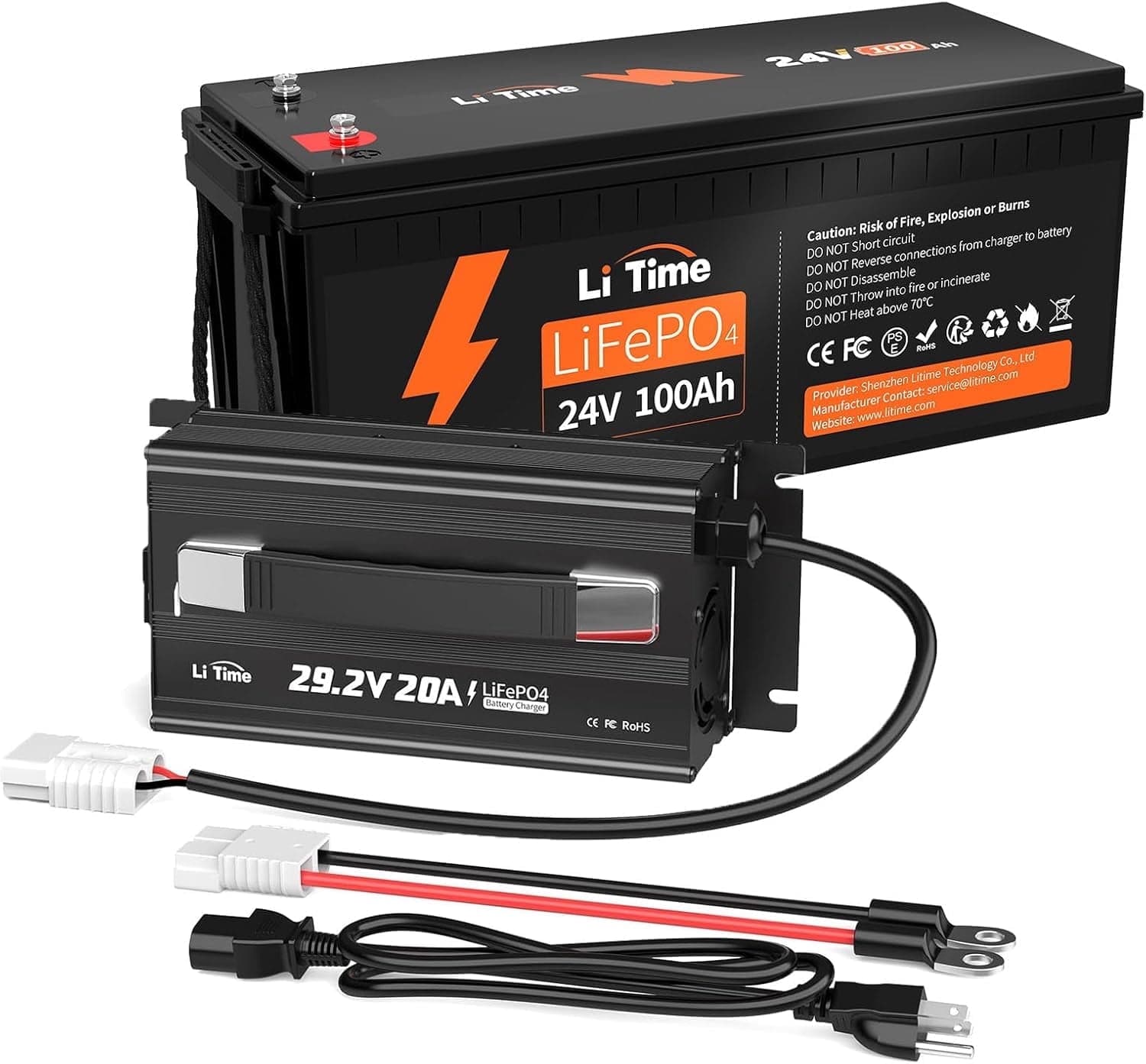 LiTime 29.2V 20A LiFePO4 Battery Charger for 24V Lithium Iron Phosphate Batteries with Anderson Connector