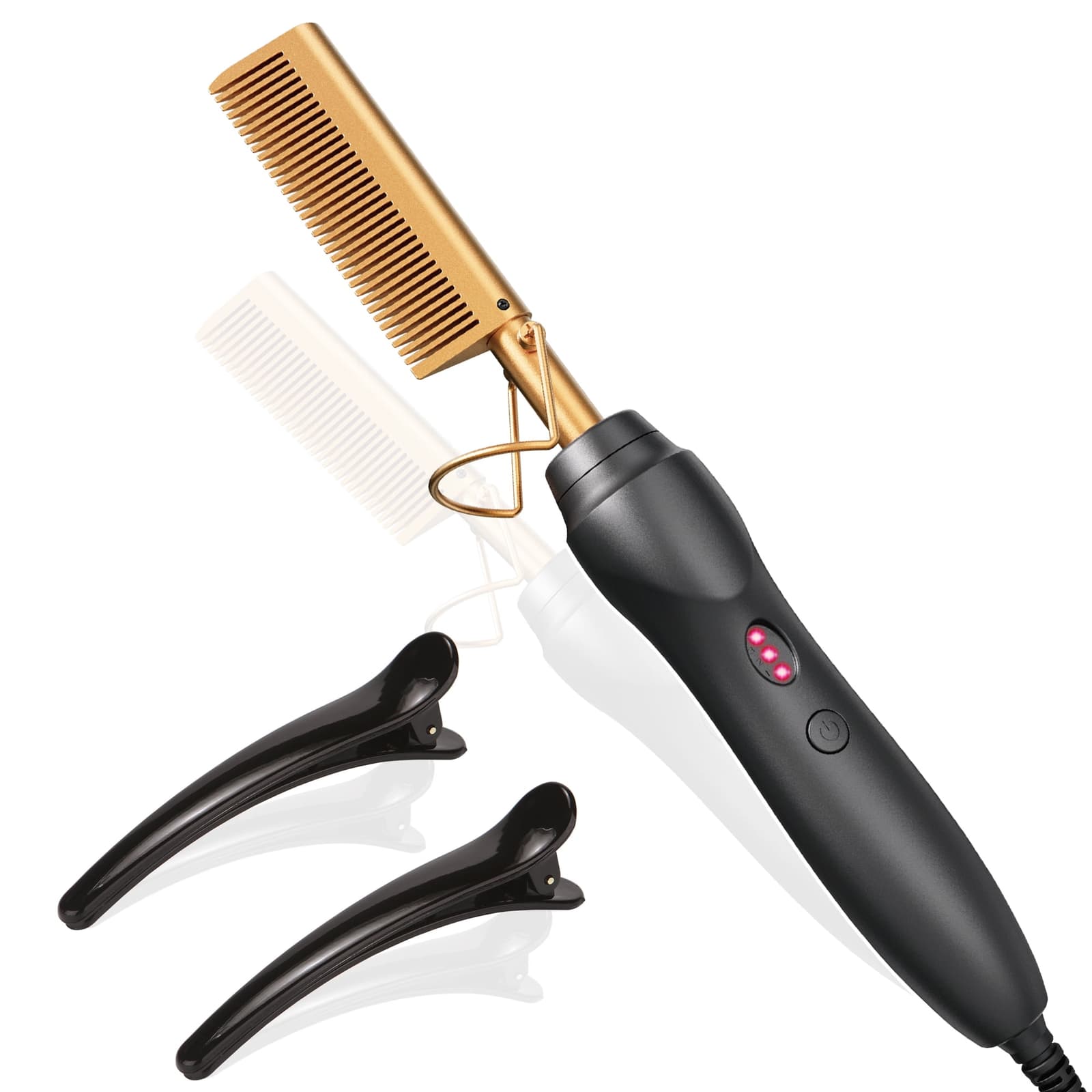 OUDIM OD-6801 Hot Comb Hair Straightening Brush, 6 Heat Levels 210-400F, Black and Magenta