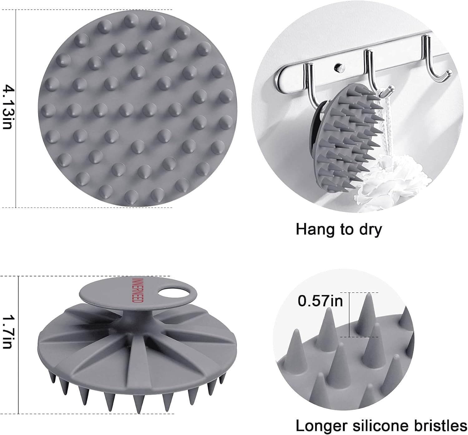 Four-Leaf Clover Silicone Scalp Massager Shampoo Brush, Manual Wet and Dry Hair Scrubber