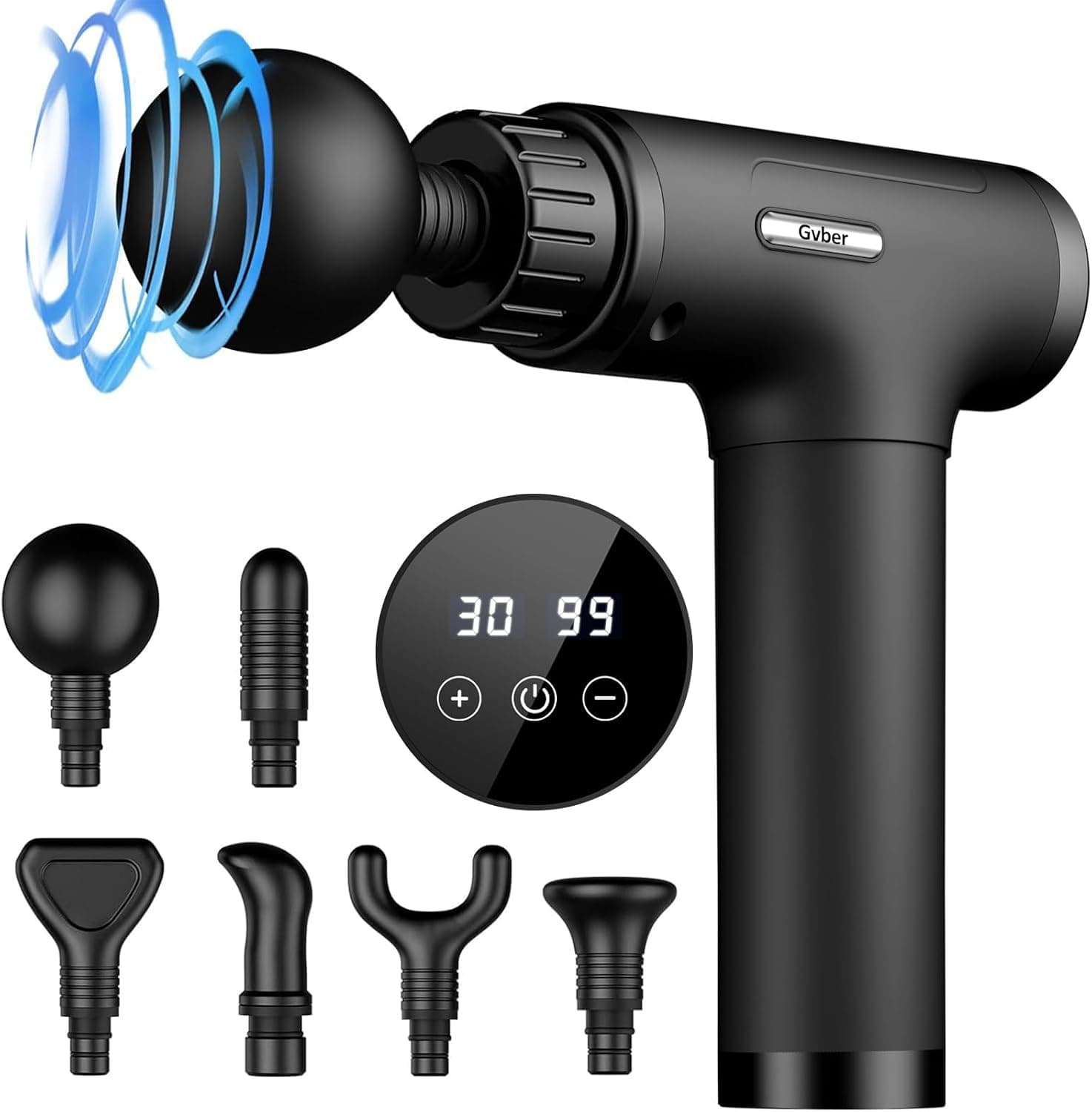SOAIY Massage Gun, 20-Speed Cordless Handheld Deep Tissue Percussion Muscle Massager with 6 Heads and EVA Carrying Case