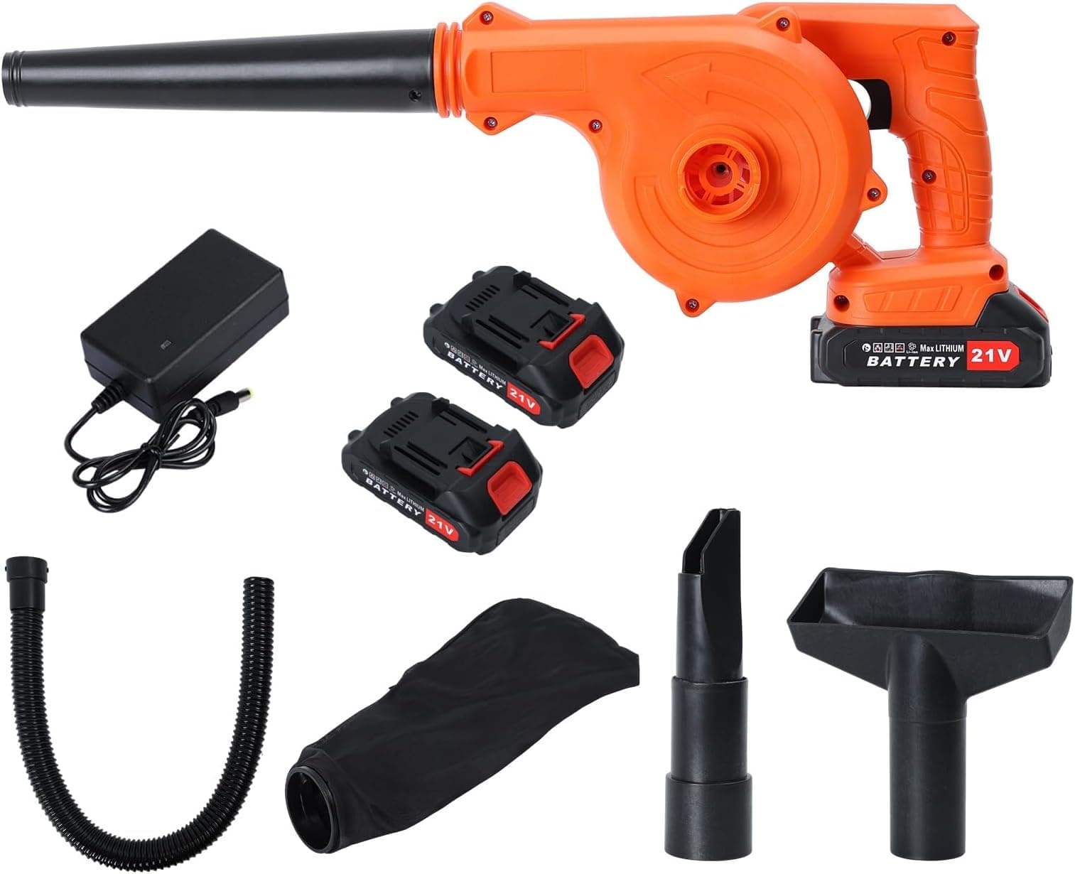 SUNZU Cordless Leaf Blower, 21V Handheld Blower Kit with Two 4.0Ah Batteries, Charger and Extension Tube