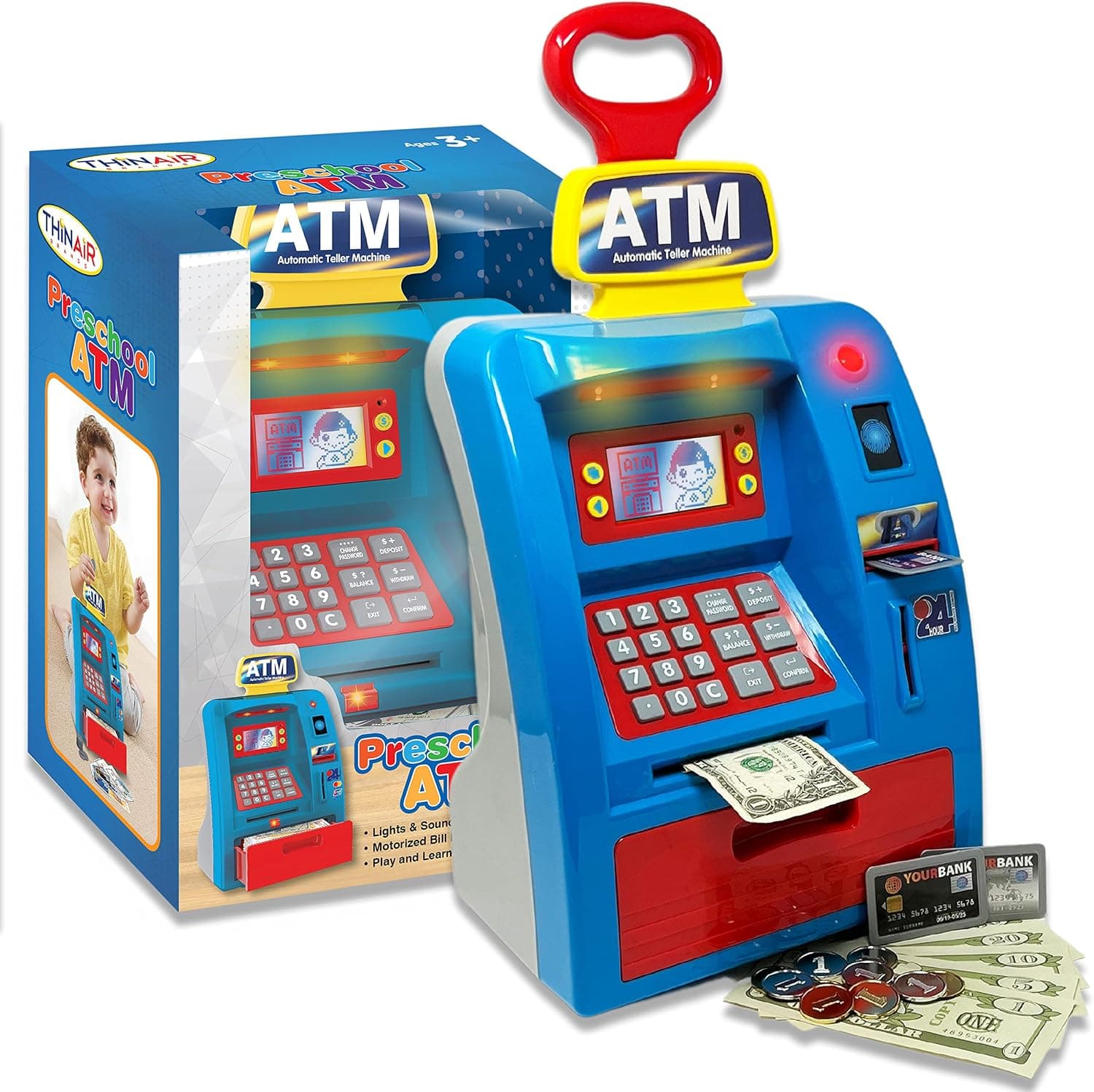 TALGIC Kids Electronic ATM Saving Bank with 2 Bank Cards, Bill Feeder and Coin Slot, Ages 3+