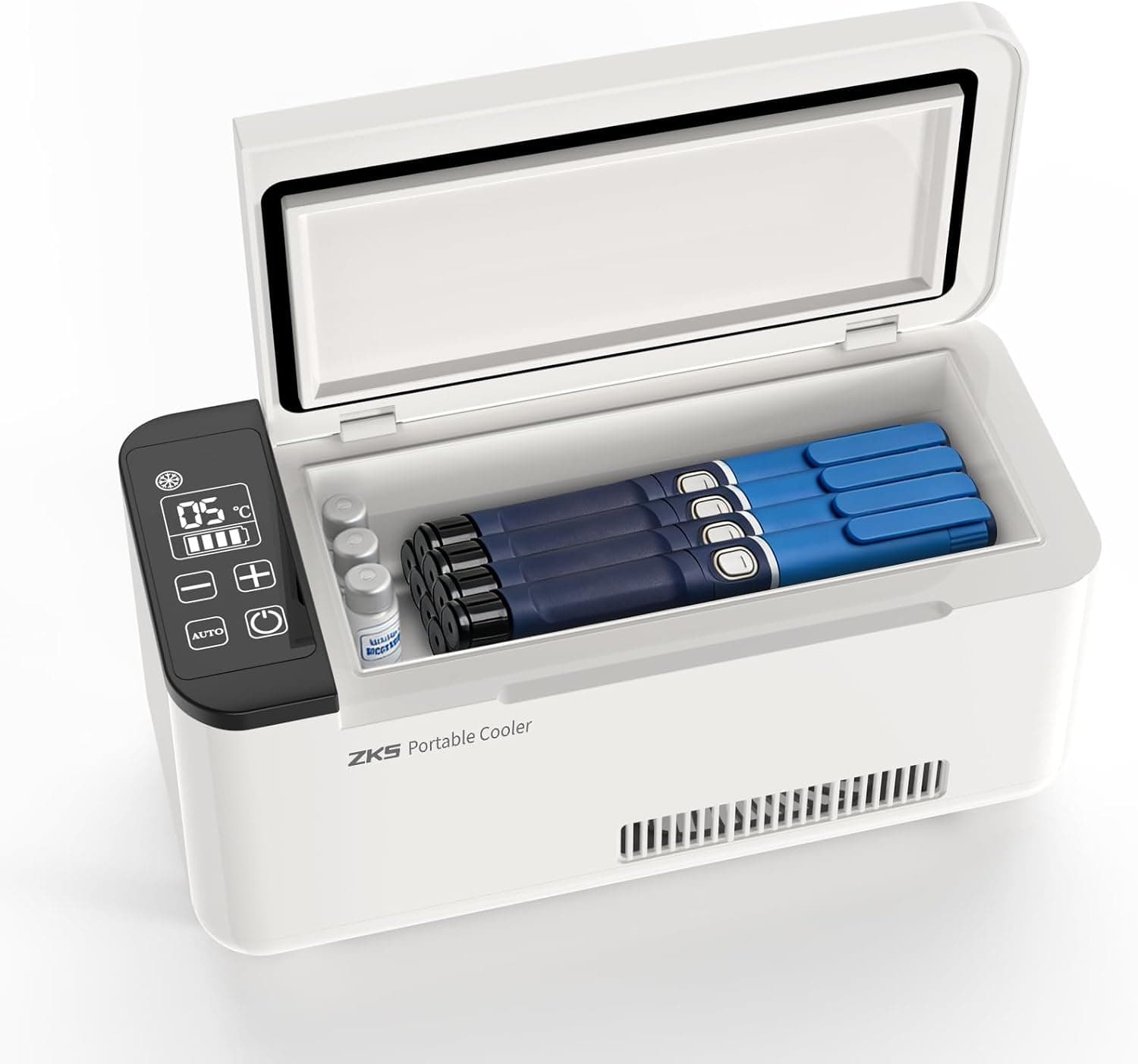 ZKSCool Portable Insulin Cooler Box, 0.6 L / 36.6 cu in Rechargeable Medication Travel Fridge with LCD Display
