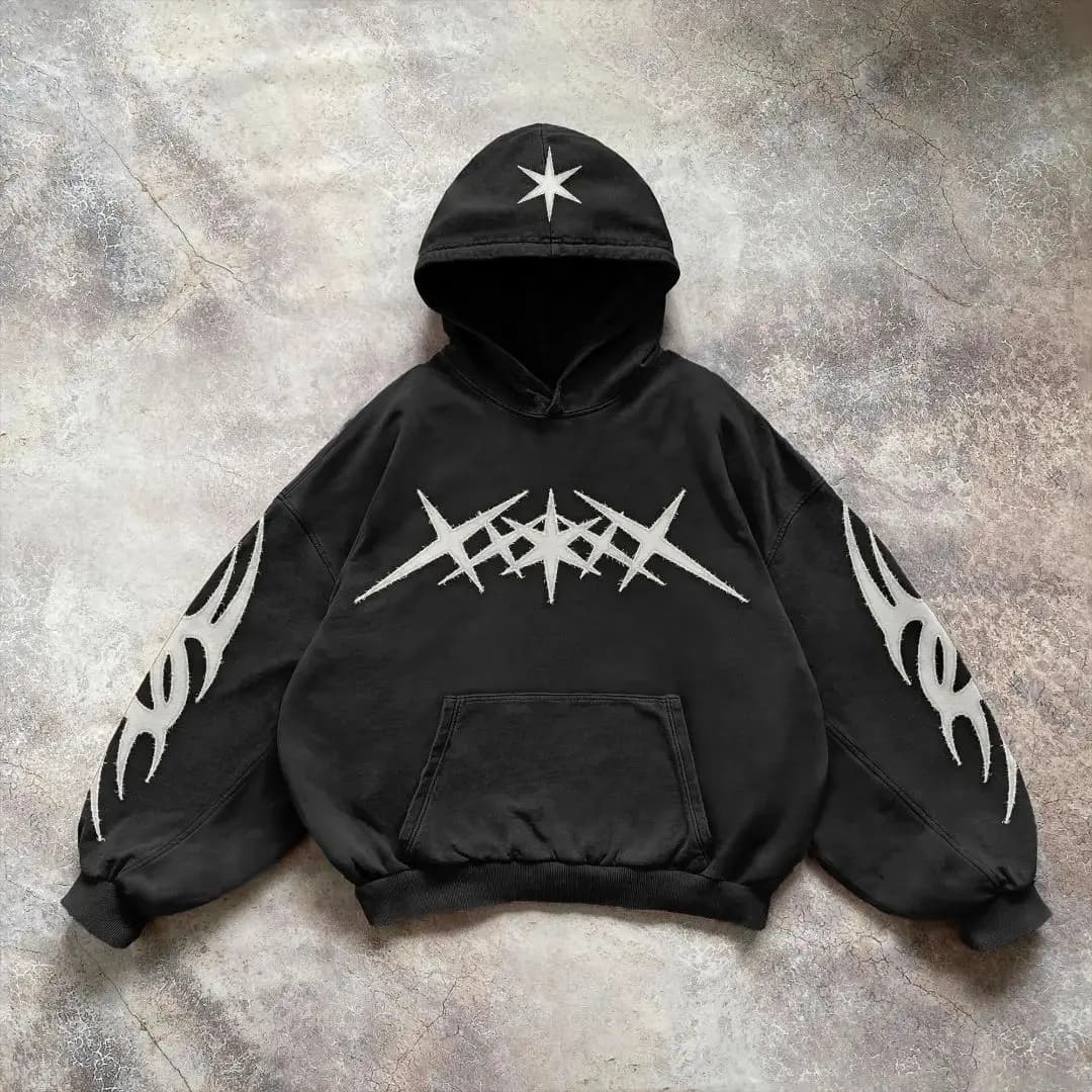 Men Women Y2k Hooded Sweatshirt Gothic Hoodie Jacket Grunge Dark Acade