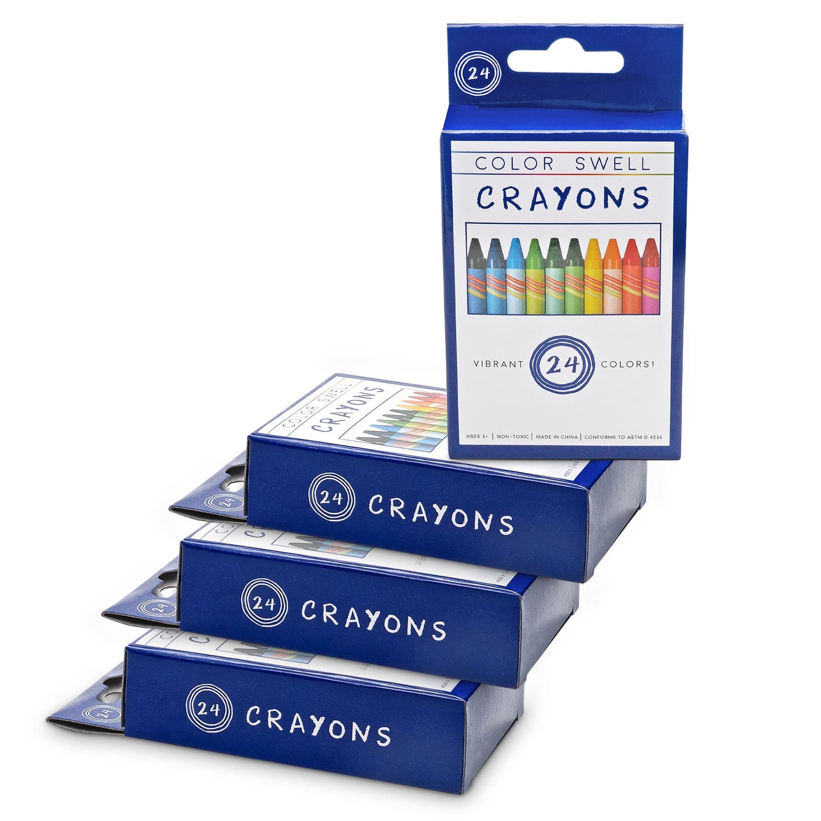 Color Swell Bulk Crayon Packs - 4 Packs Large Neon Crayons and 4 Packs Classic C
