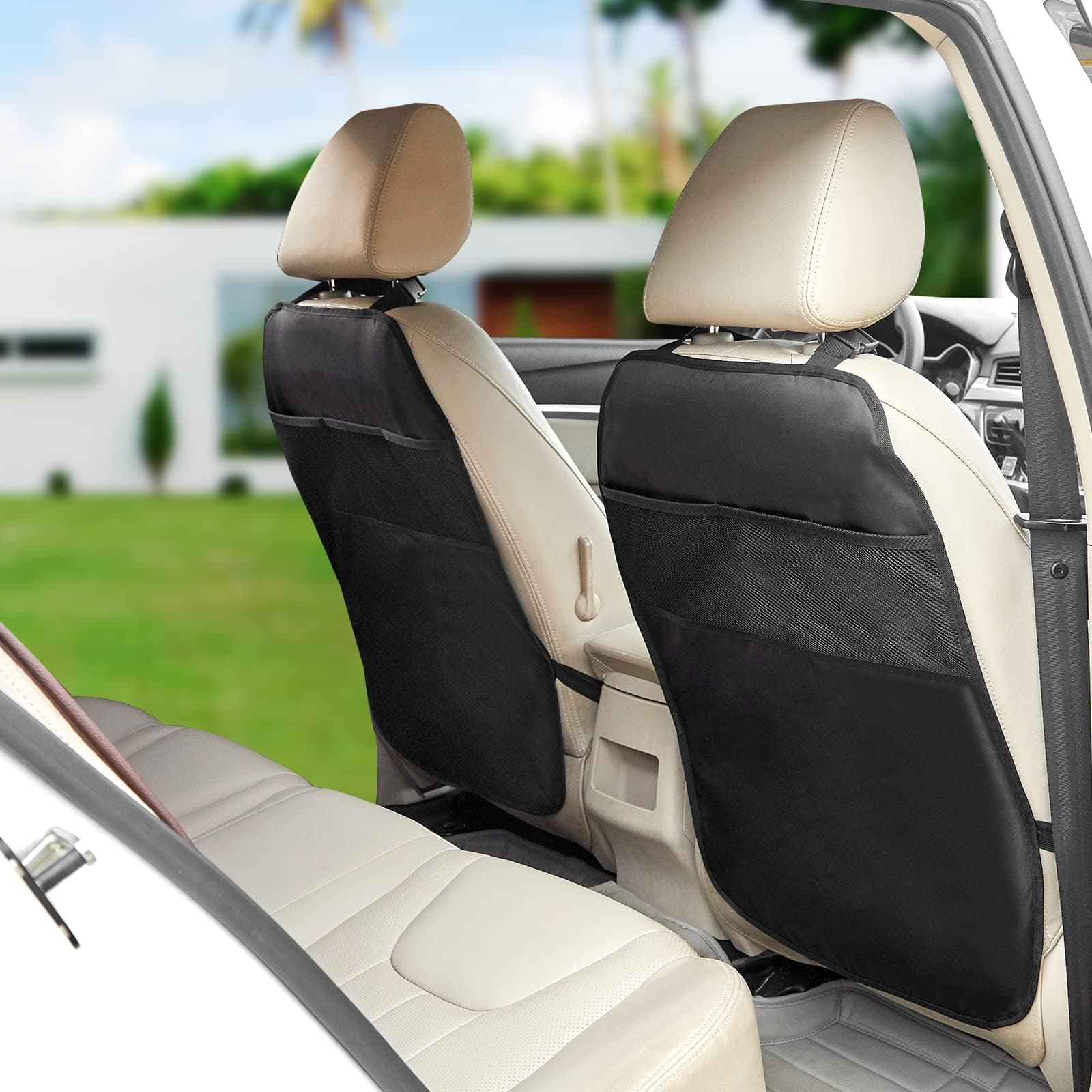 Sag-Proof Car Back Seat Cover 2 Pack - Reinforced Storage, Easy Installation