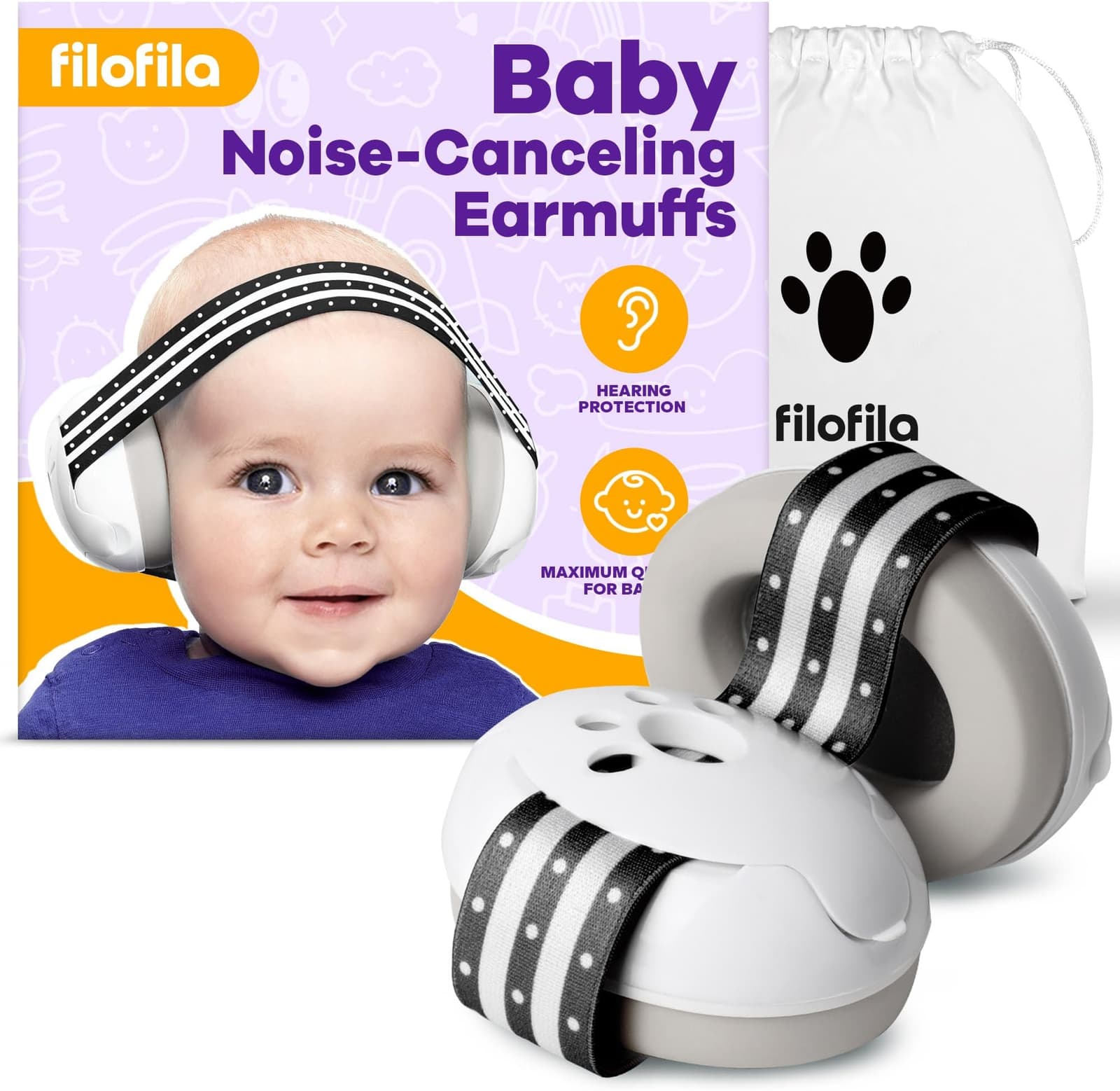 Comfortable Baby Ear Protecti WHITE