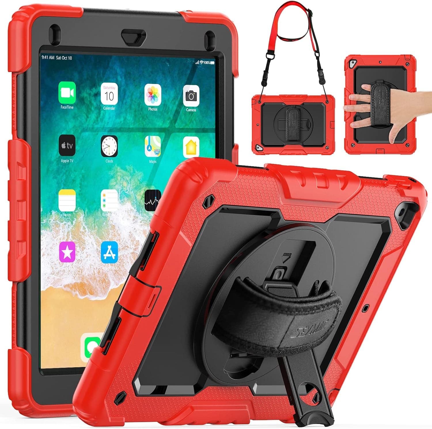 Case For Ipad 9.7 (2017) (2018) New Red With Black Color