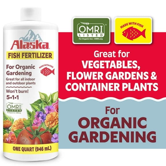 Organic Gardening Fish Fertilizer Plant Food 3-3-0.3 Promotes Growth 32 oz. (2x)