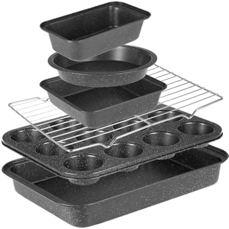 5 Pieces Bakeware Set  Baking Pans Set with Cookie Sheet,Nonstick & Stackable