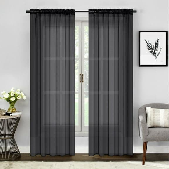 52"Wx96"L per panel Angeline Solid Sheer Grommet Curtain Panels - (2 panels=104)