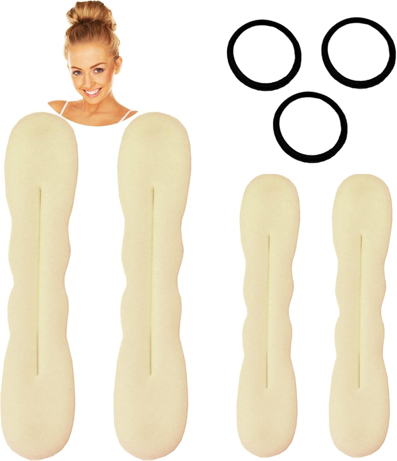 HAWWWY Blonde Magic Bun Maker Foam 4 Pack, Easy Sponge Hair Bun Shaper for Updos