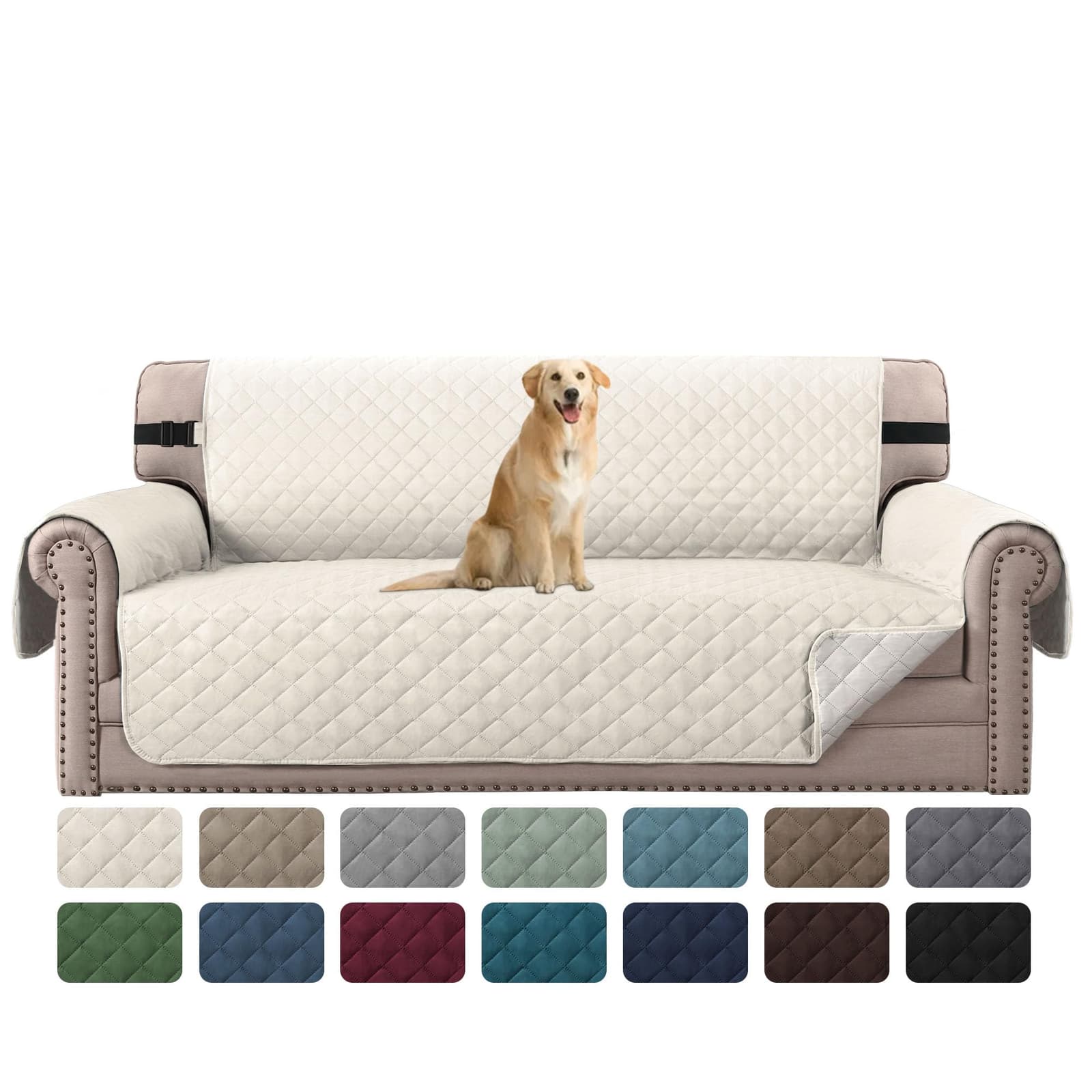 H.VERSAILTEX 1-Piece Reversible Quilted XL Sofa Pet Cover Protector, Burgundy/Ta