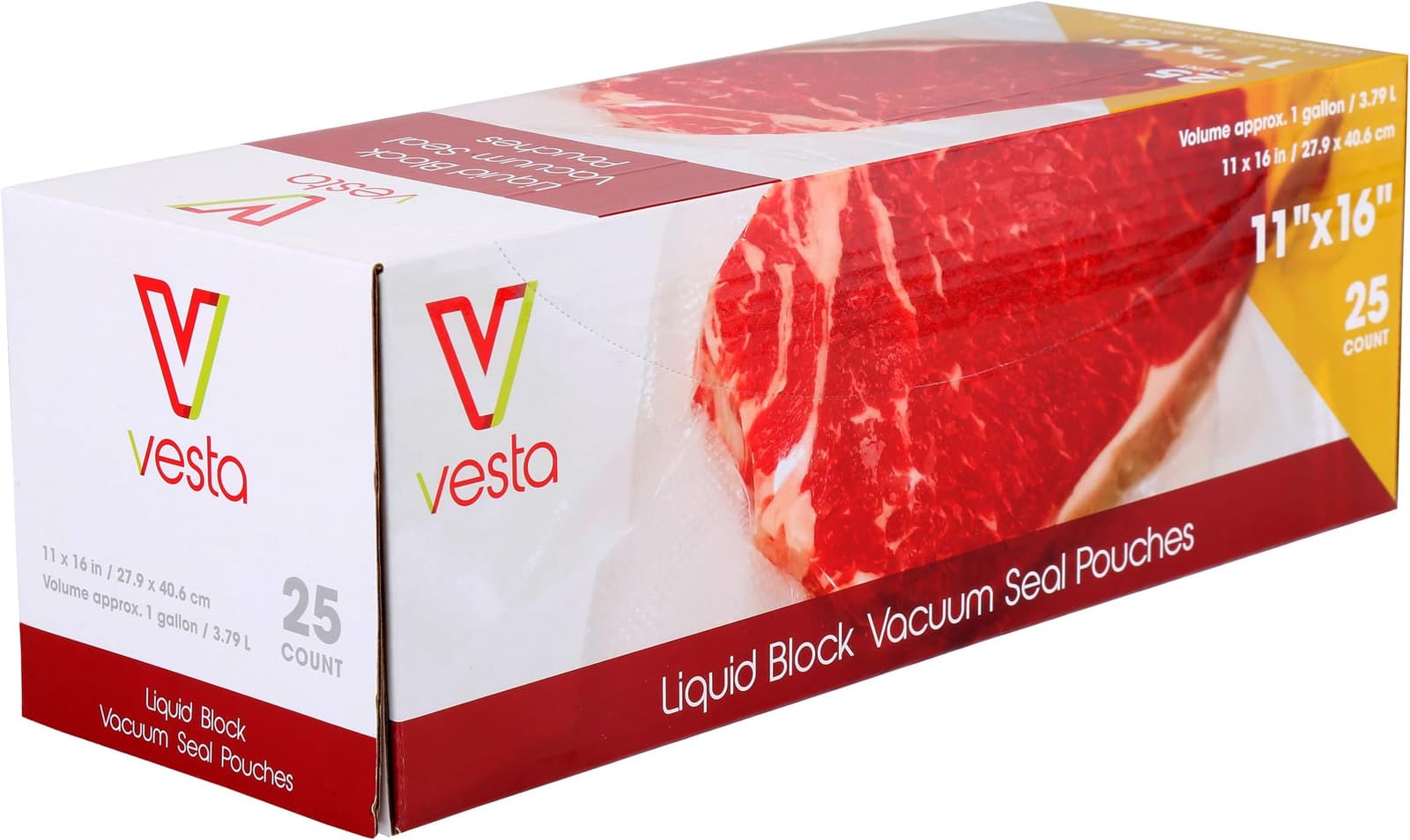 15bags 11*16’’ Vesta Precision Vacuum Bags for Food with Zipper and Valve