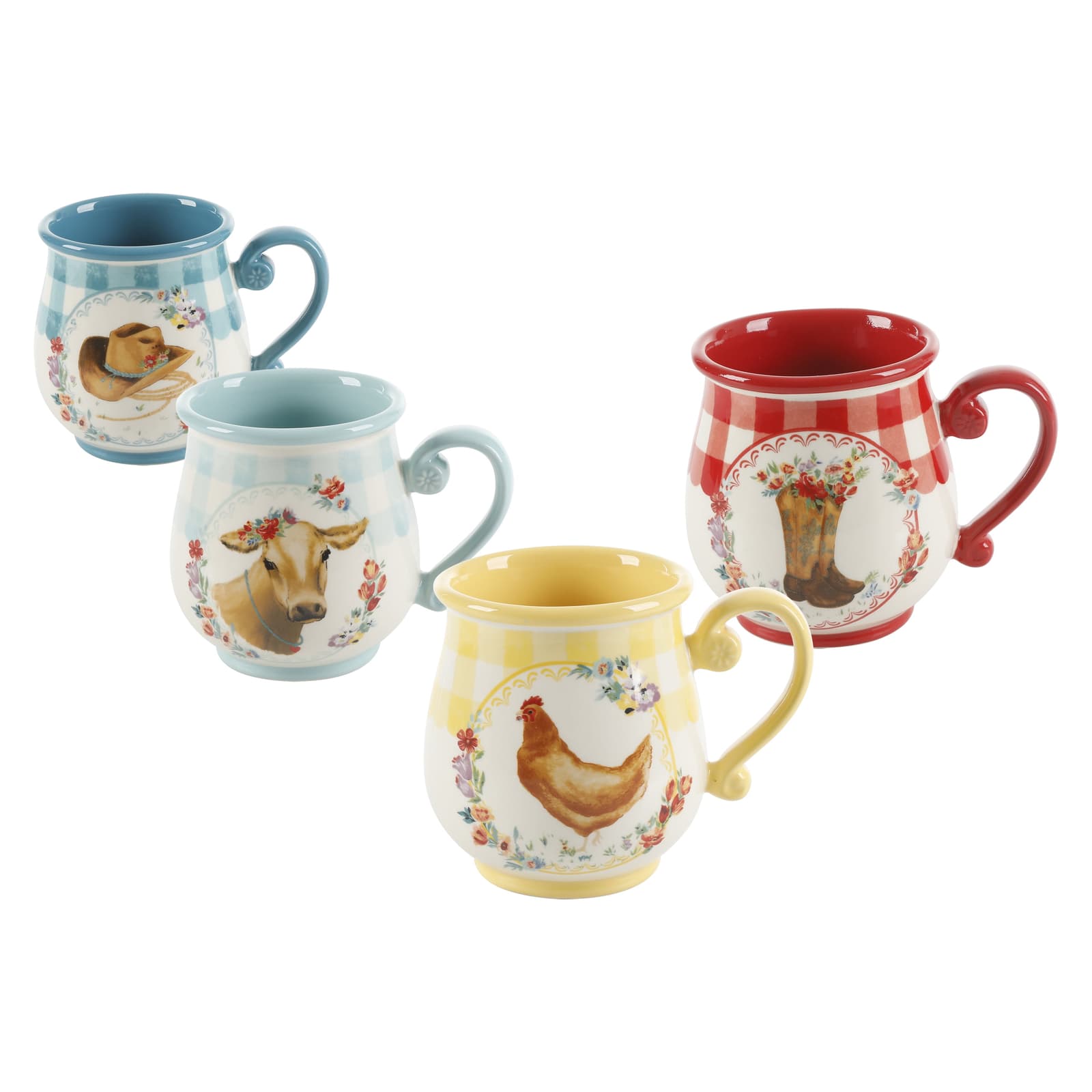 Four-color mugs, set of four