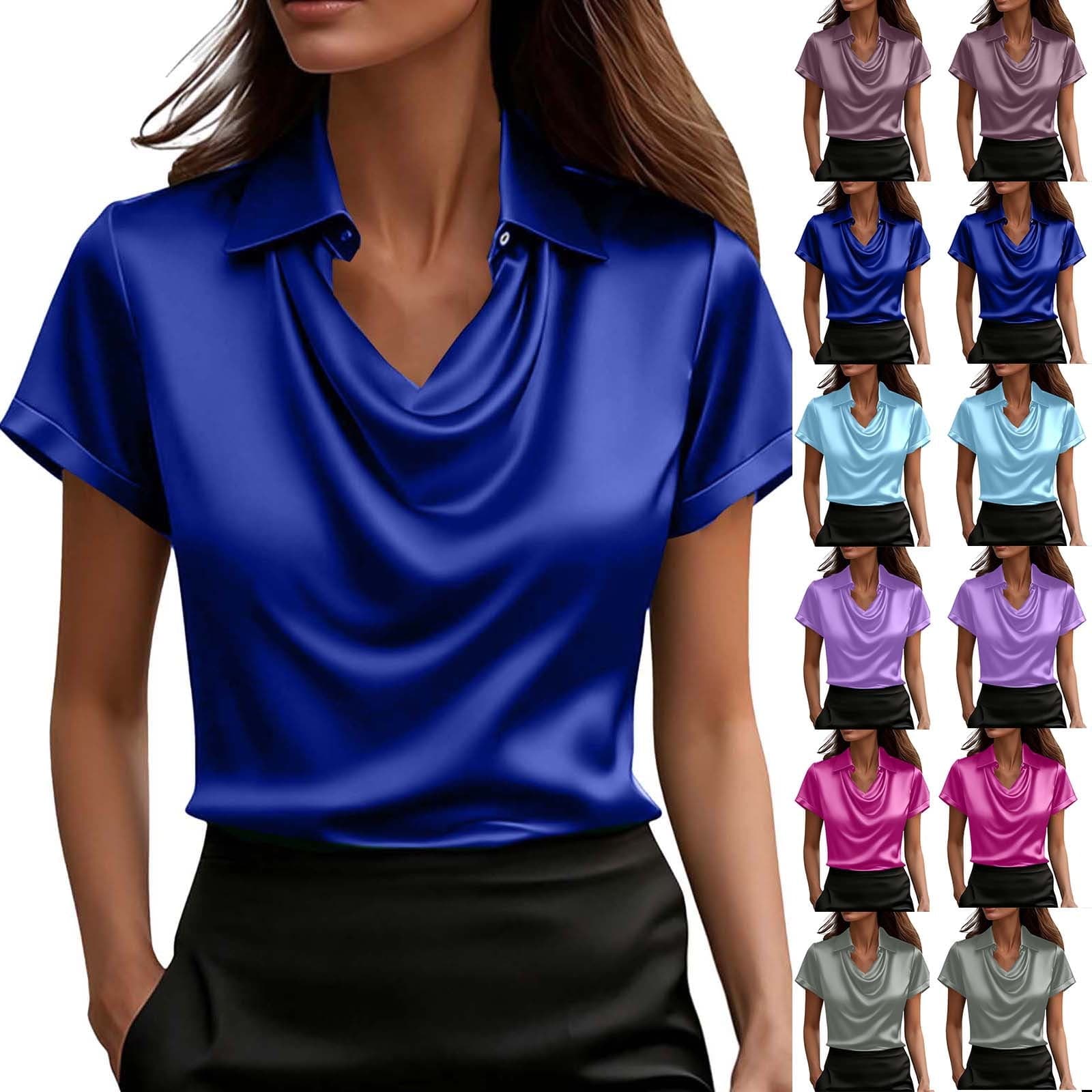 Women's 50% Silk Stretchy Drape Neck T-Shirts top blouse Red M