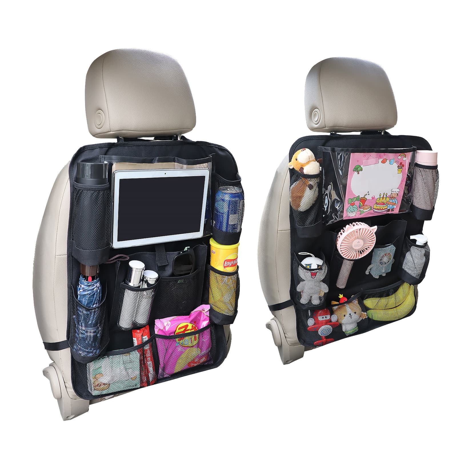 Lusso Gear Black Car Pocket Organizer Handcrafted Storage 2 Pack