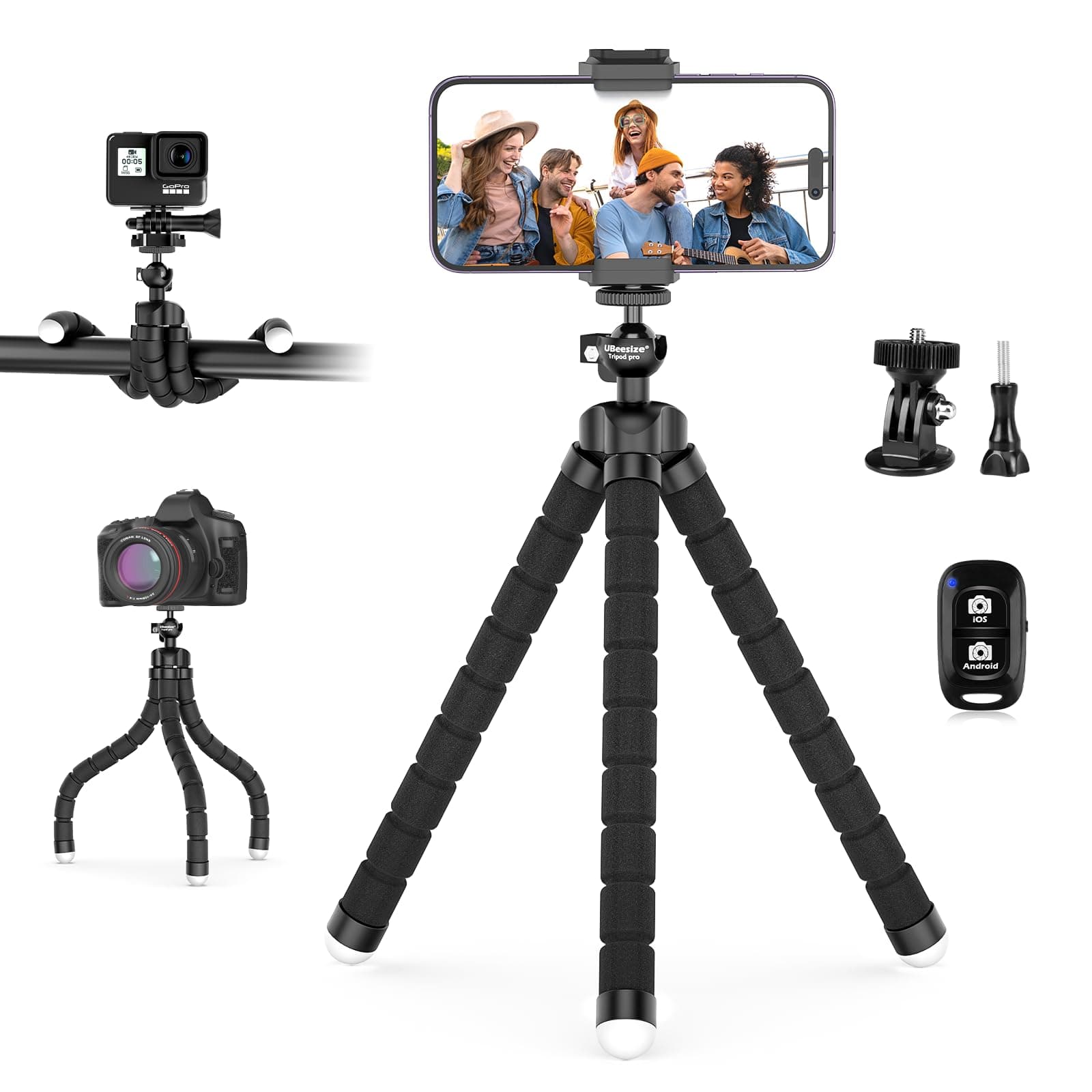 UBeesize Phone Tripod Portable and Flexible Tripod with Wireless Remote