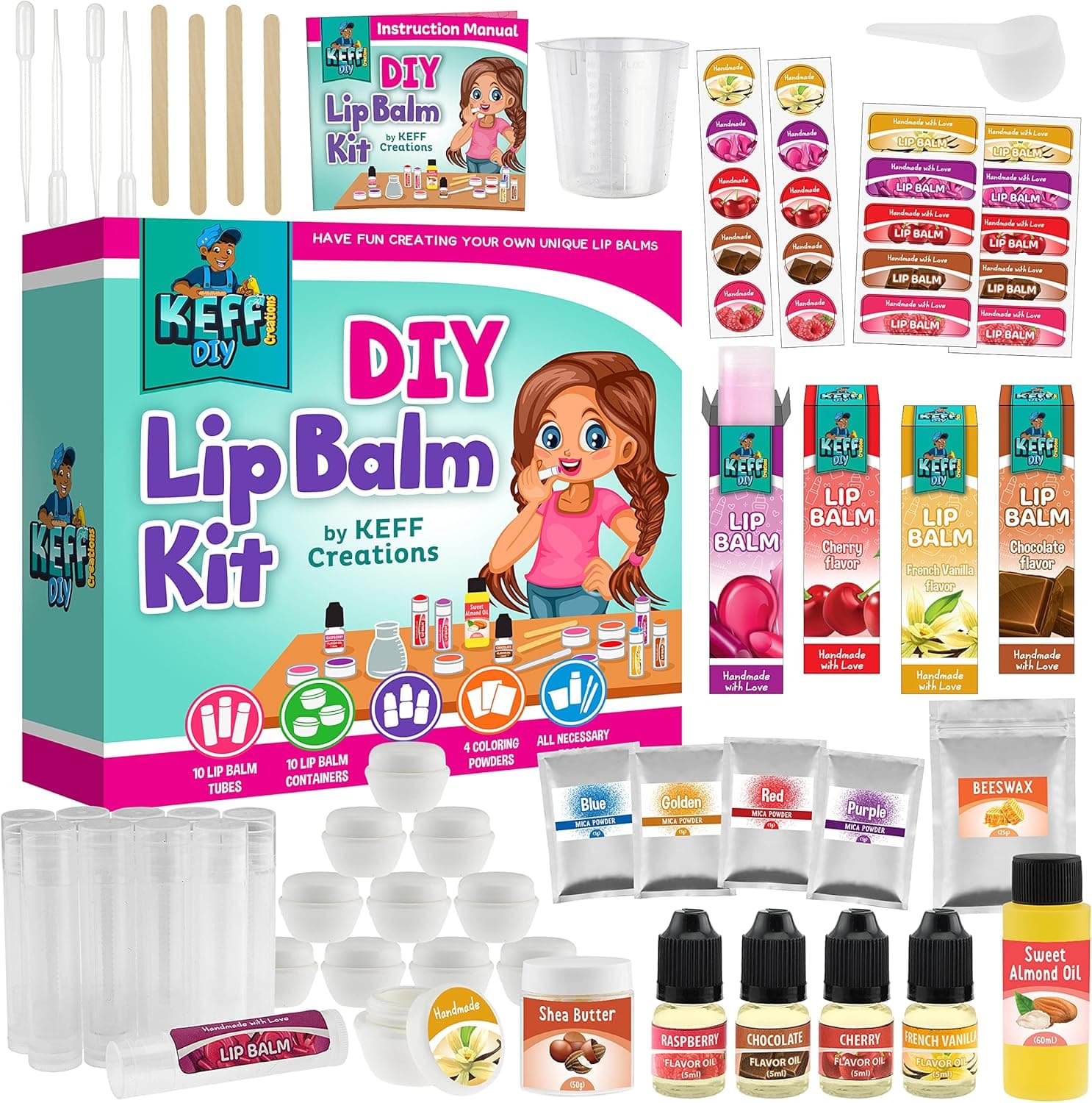 Original Stationery Make Your Own Lip Balm Lab, 24-Piece Lip Gloss Making Kit fo