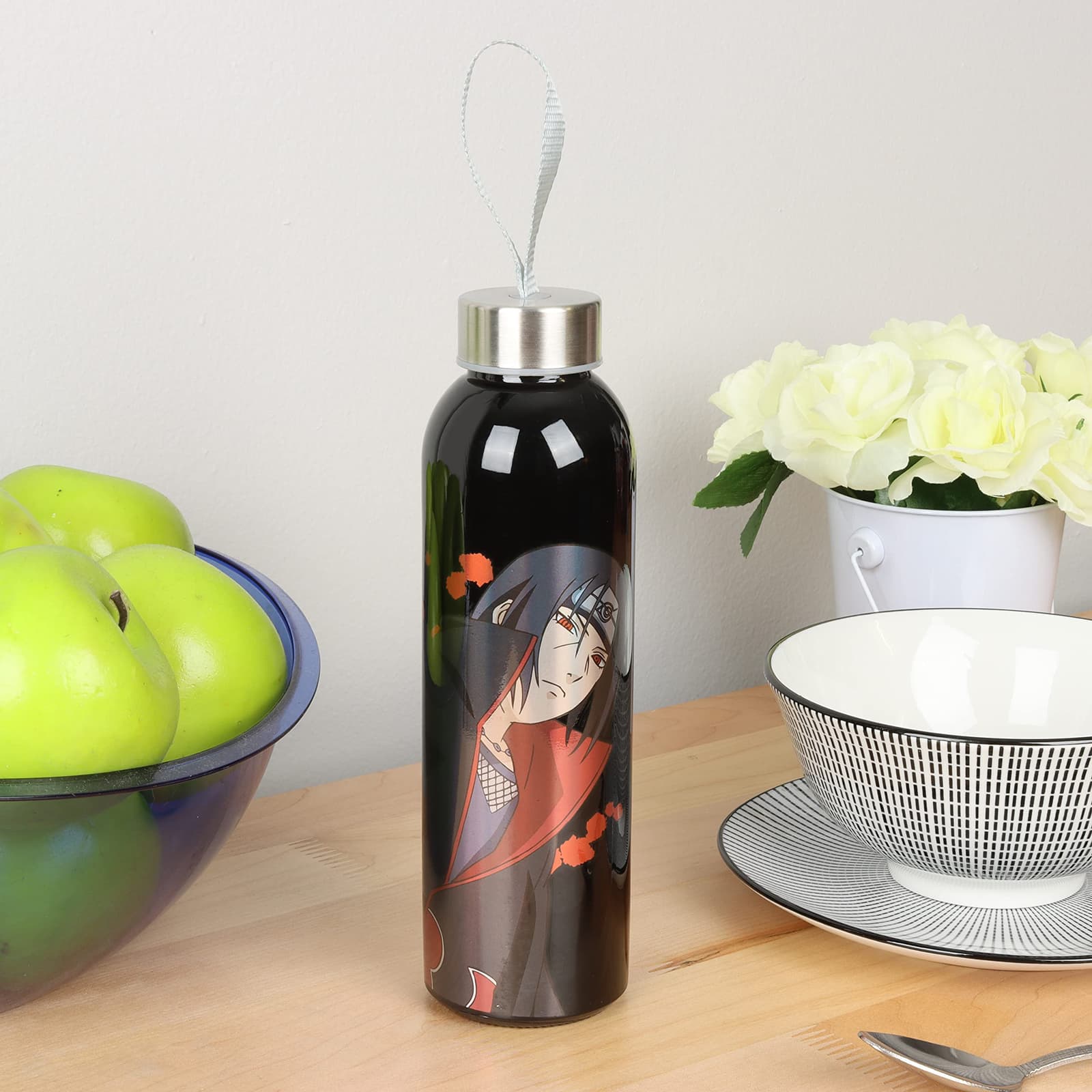 NARUTO SHIPPUDEN ITACHI AKATSUKI GLASS WATER BOTTLE