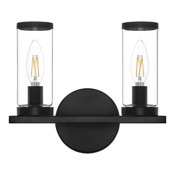 2-Light Black Bathroom Vanity Wall Sconce with LED Bulbs XB-W1234-2-MB-G30