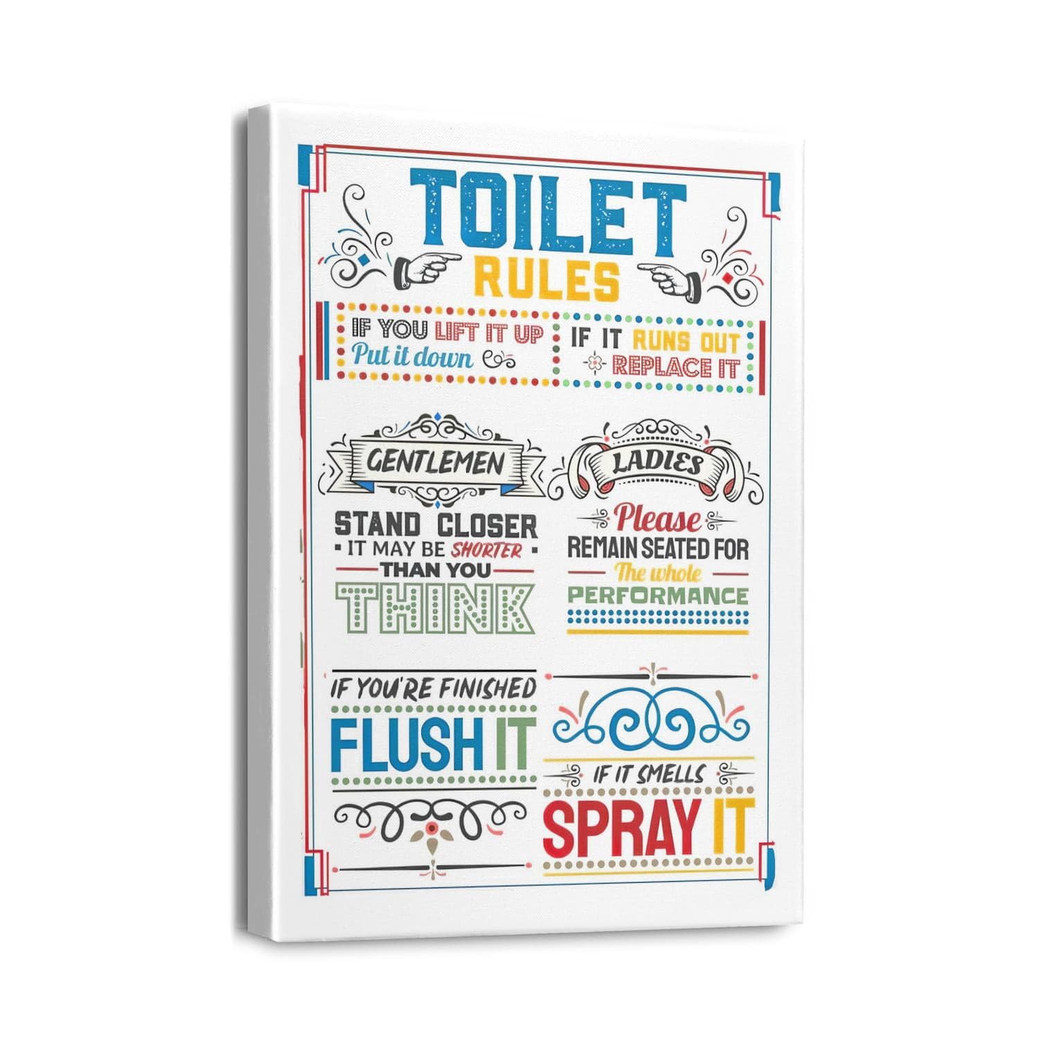 Toilet Rules Wall Art Decor Wood Toilet Rules Sign Funny Bathroom Sign