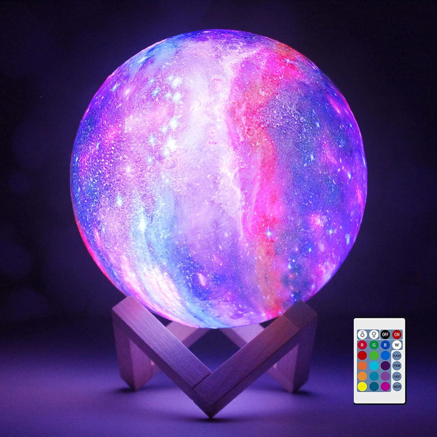 LED  5.9” 16-Color Galaxy Moon Lamp with Stand & Remote