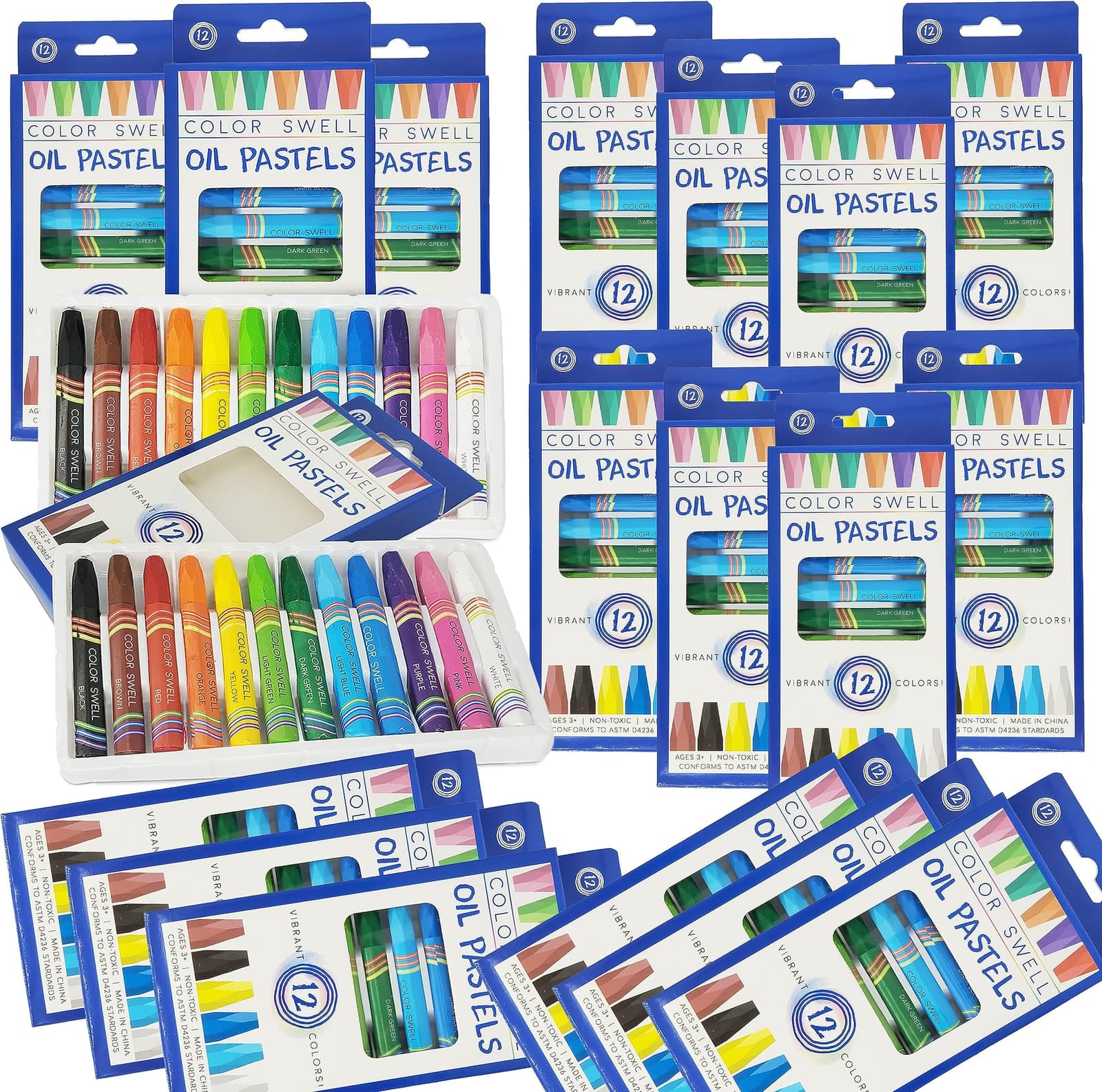 8 Pkgs  Color Swell Bulk Oil Pastels  12 Count Colors Each Pkg