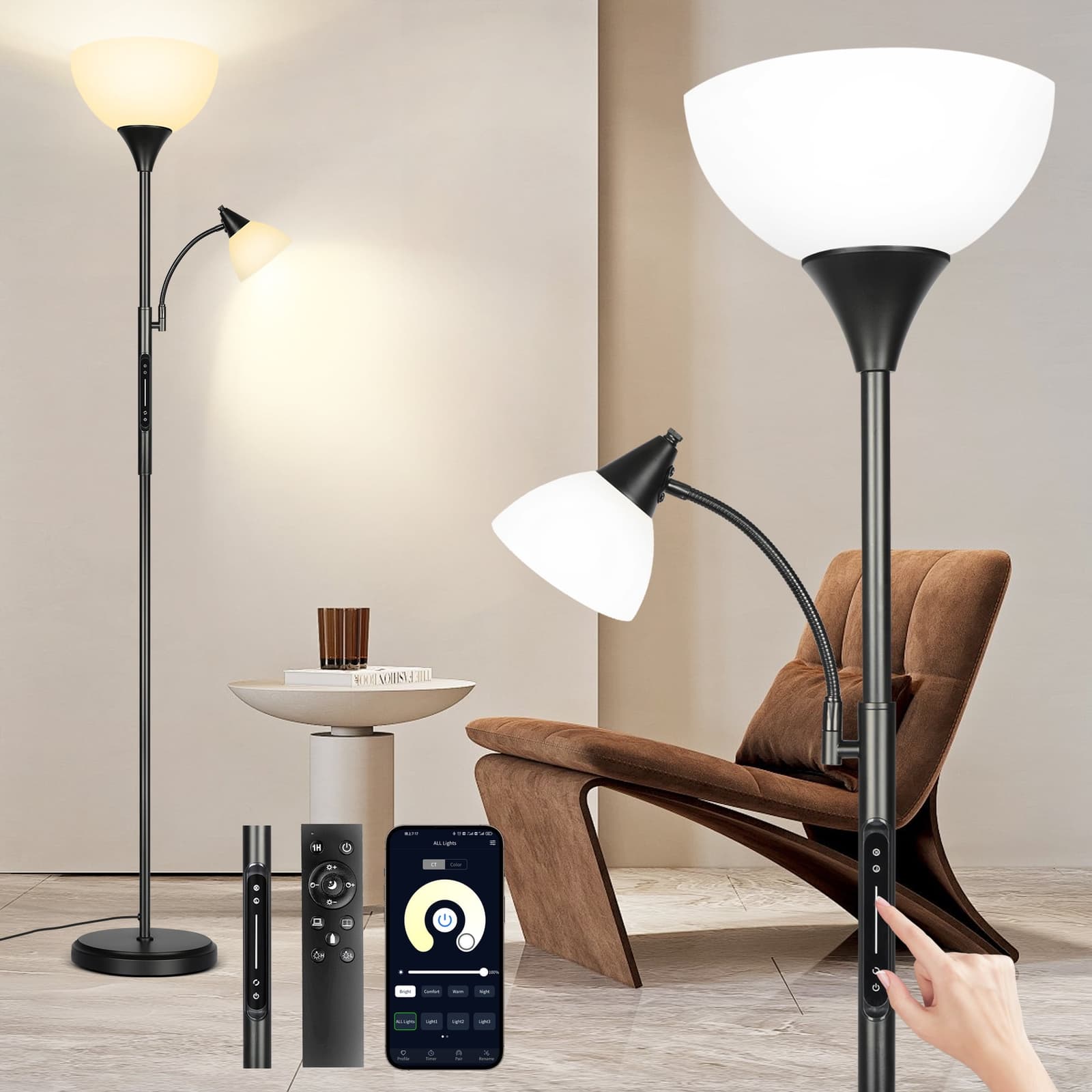18W LED Dimmable Torchiere Floor Lamp