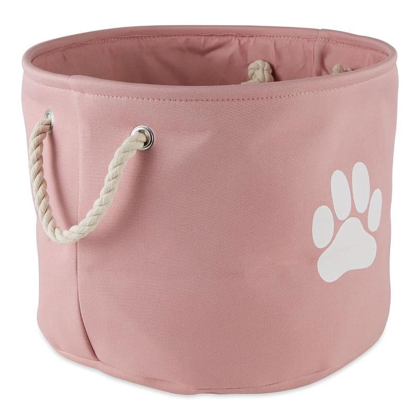 Pet Storage Collection Collapsible Bin, Medium Round Beige，12*15inch