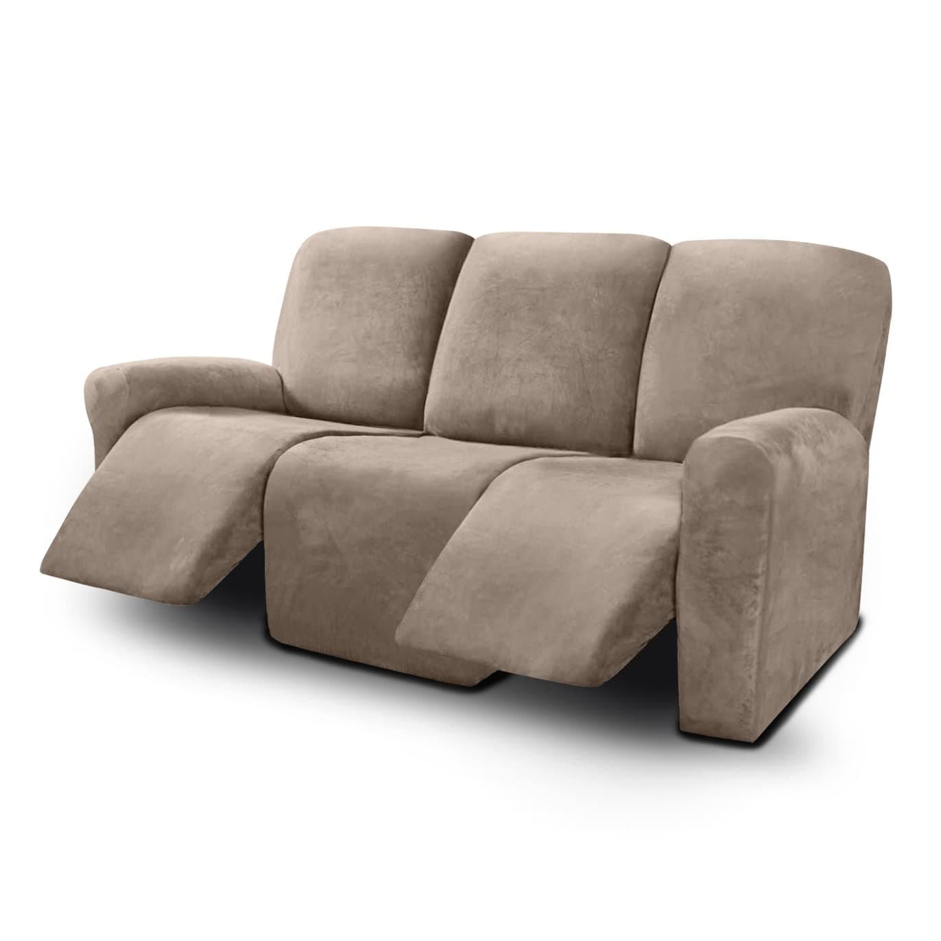 3-Cushion Recliner Cover Taupe + 2 Armrest Gifts