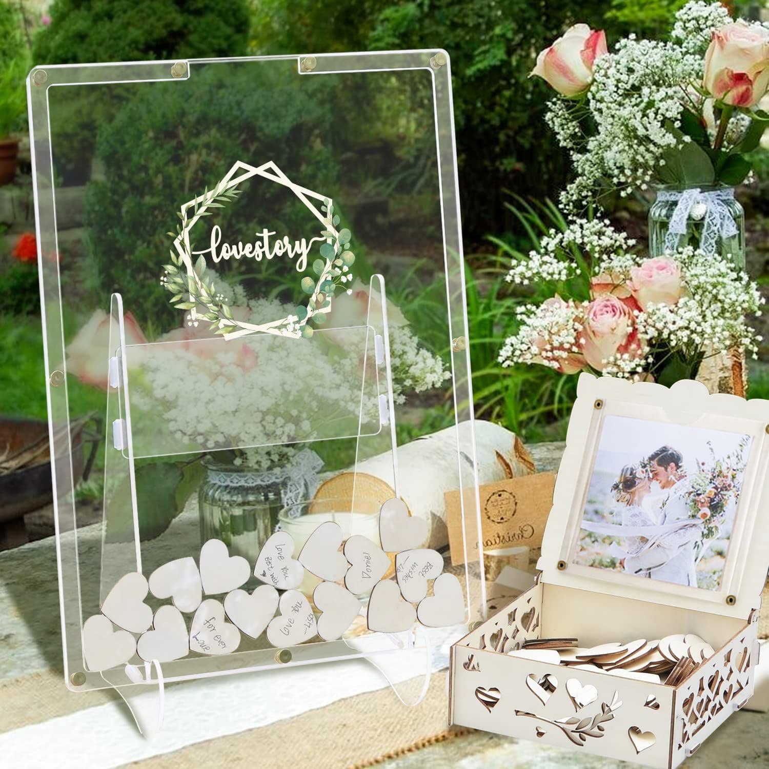 Acrylic Wedding Guest Book Drop Box with Stand