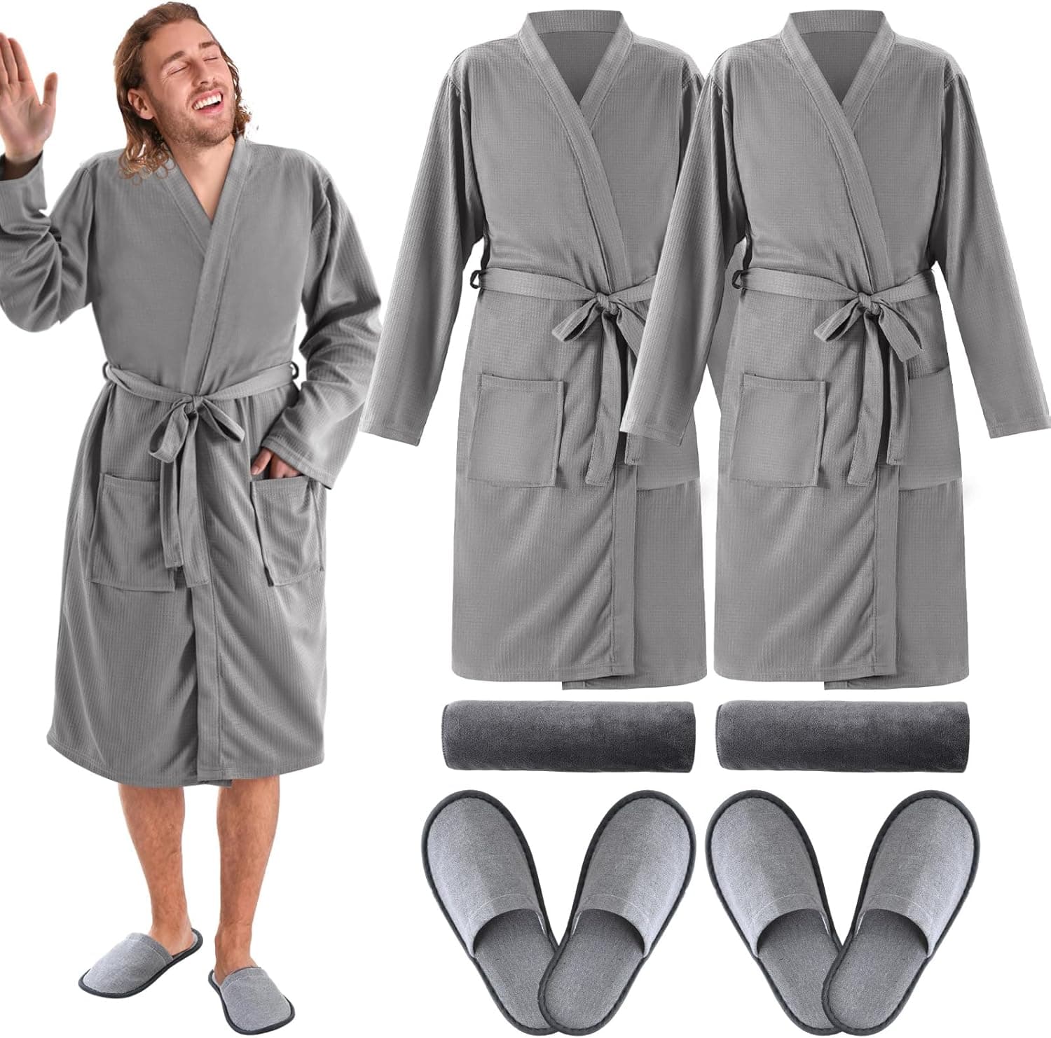 3-piece set Lightweight Bathrobe Shadow Beige L
