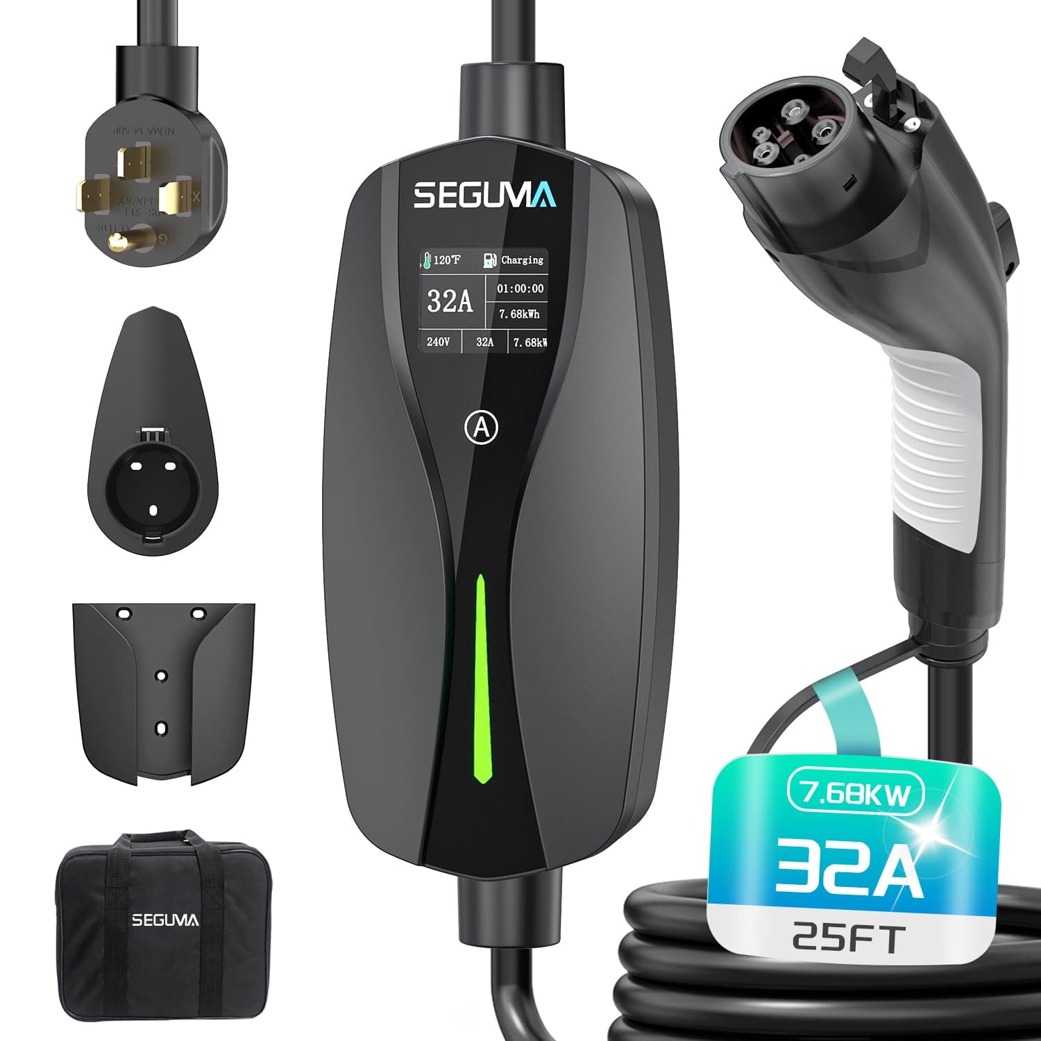 G1 Level 2 EV Charger, 32A 240V, NEMA 14-50P, Wall-Mount EVSE with Timer