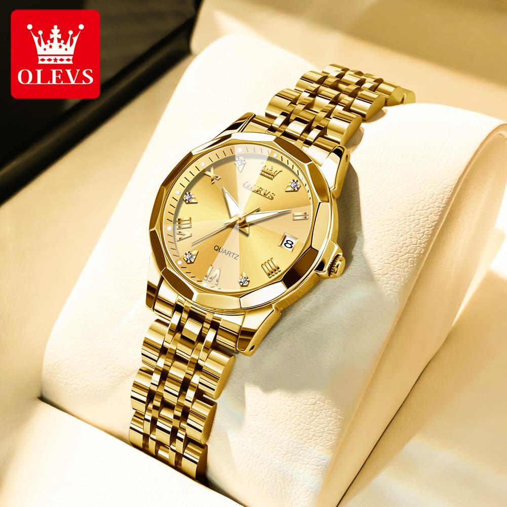 Diamond Luxury Women Quartz Watch Stainless Steel Waterproof Ladies Watch Box
