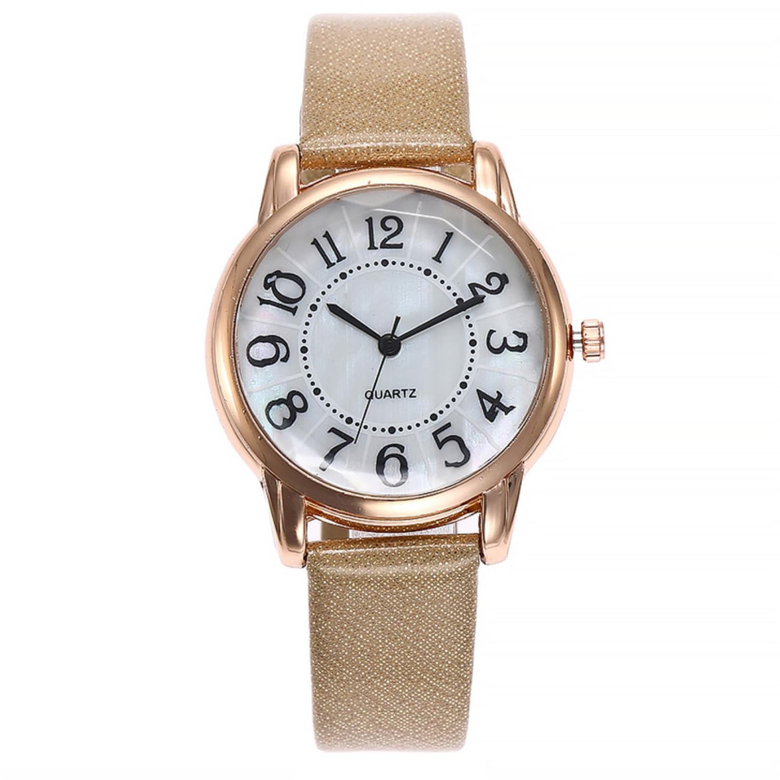 Women's Analog Quartz Wrist Watch Classic Simple Leather Design Rose Gold Case