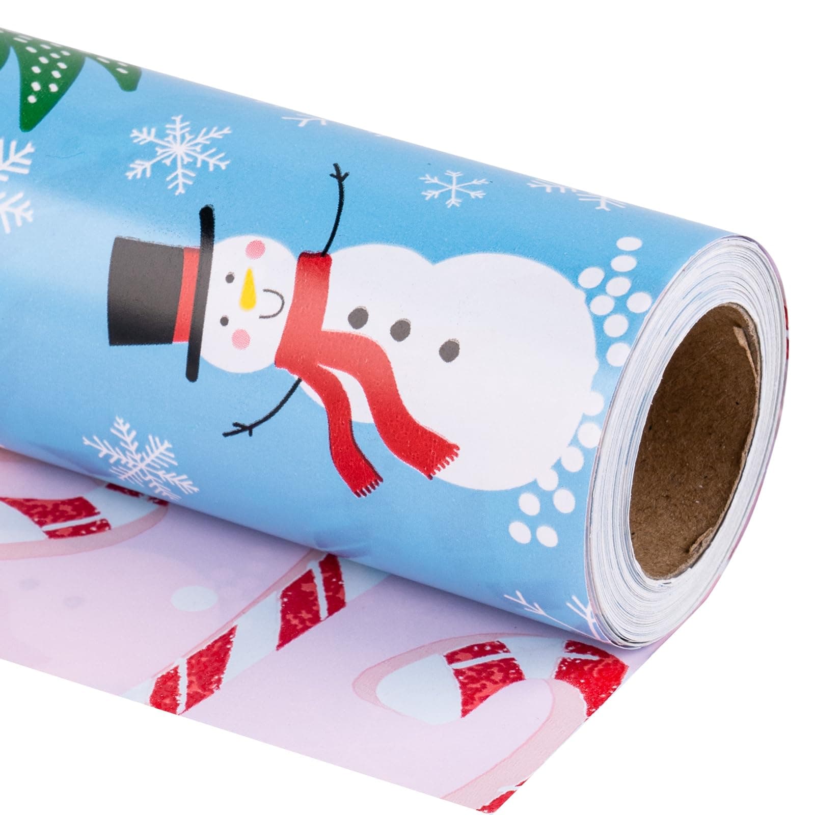 Blue Reversible Christmas Wrapping Paper Roll